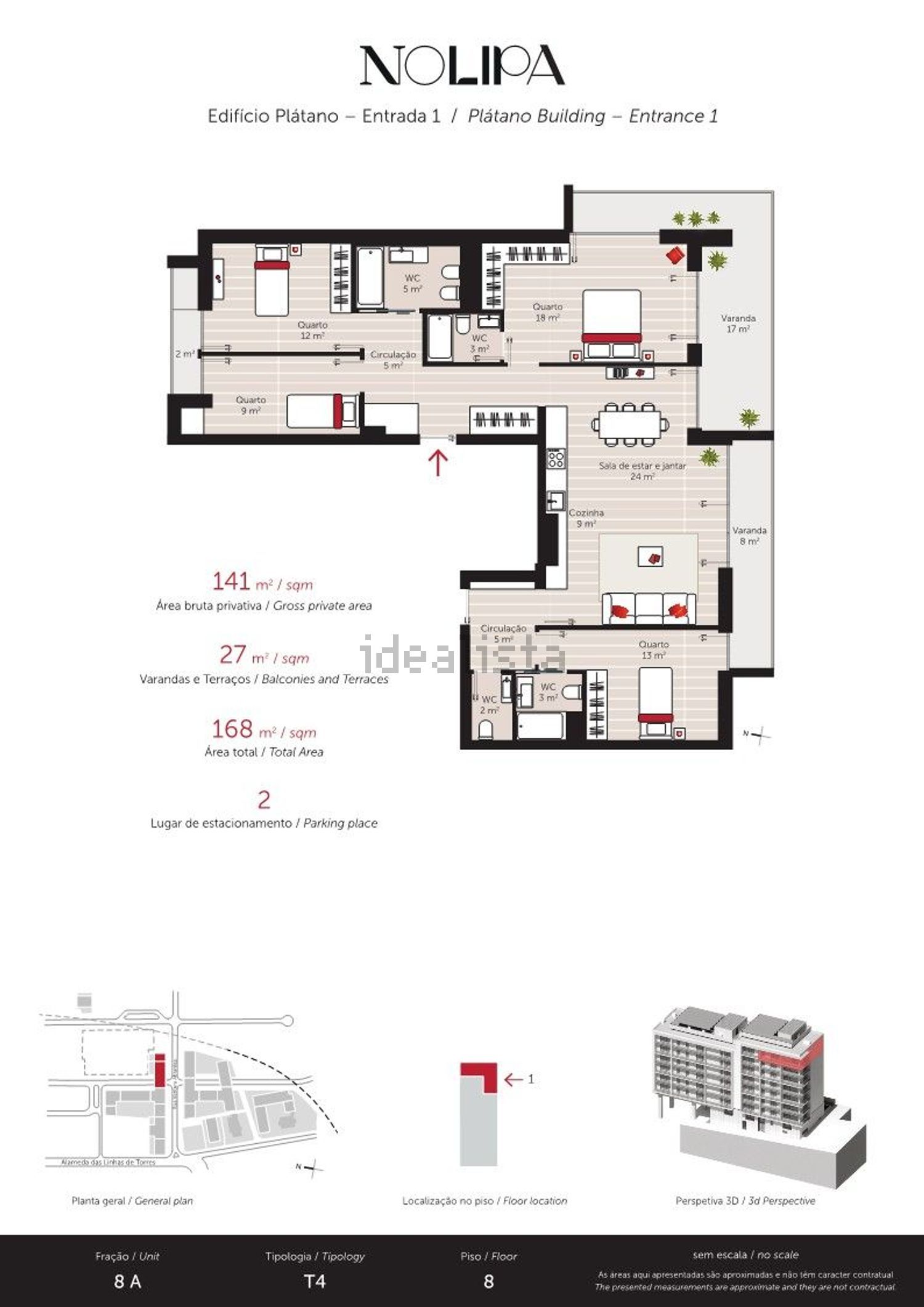 公寓 t4出售在Alameda das Linhas de Torres, 20 - 平面图
