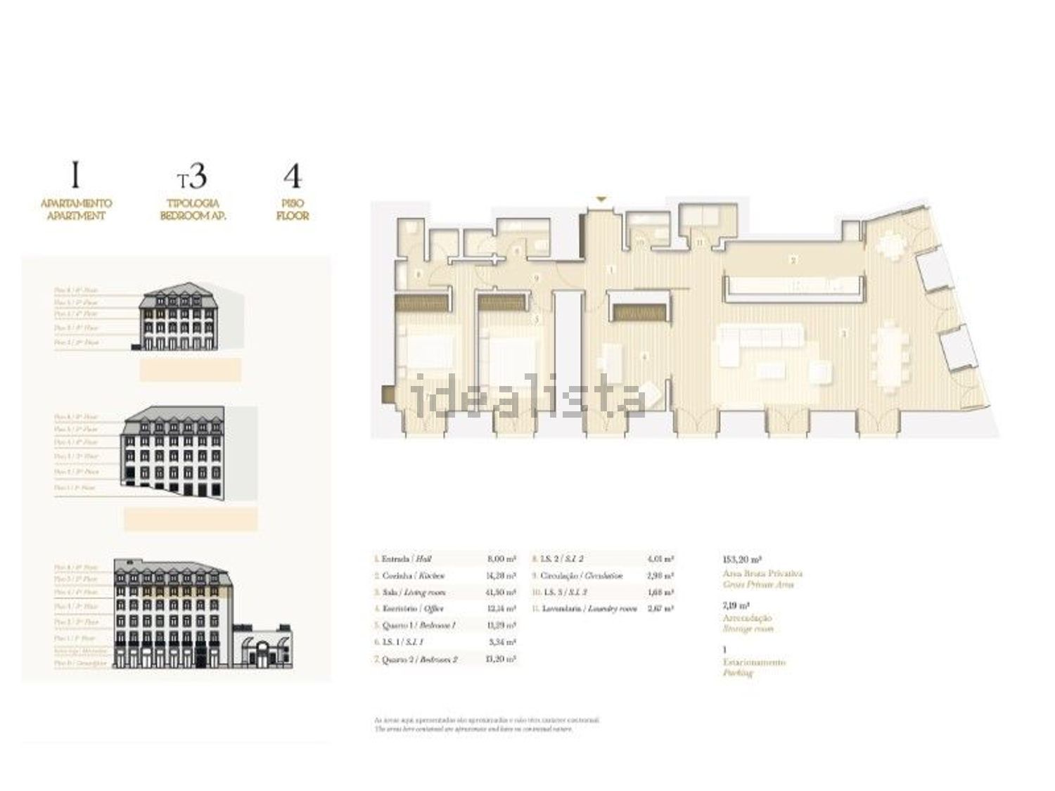 公寓 t3出售在Rua do Alecrim - 平面图