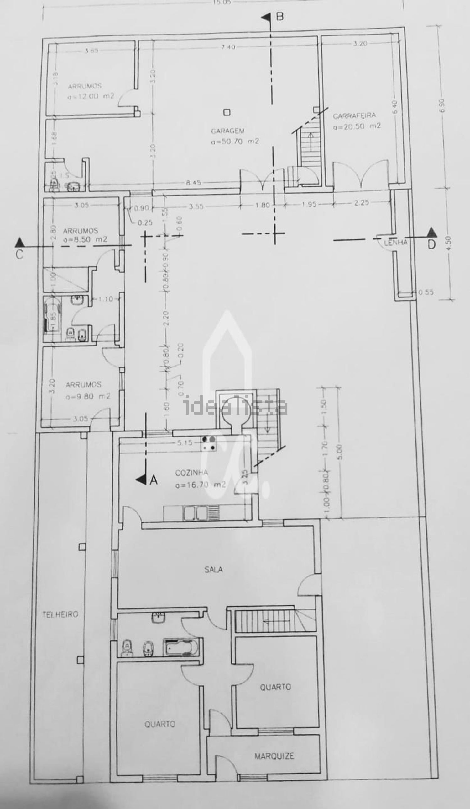 小楼房或独栋别墅出售在Lamas e Cercal - 平面图