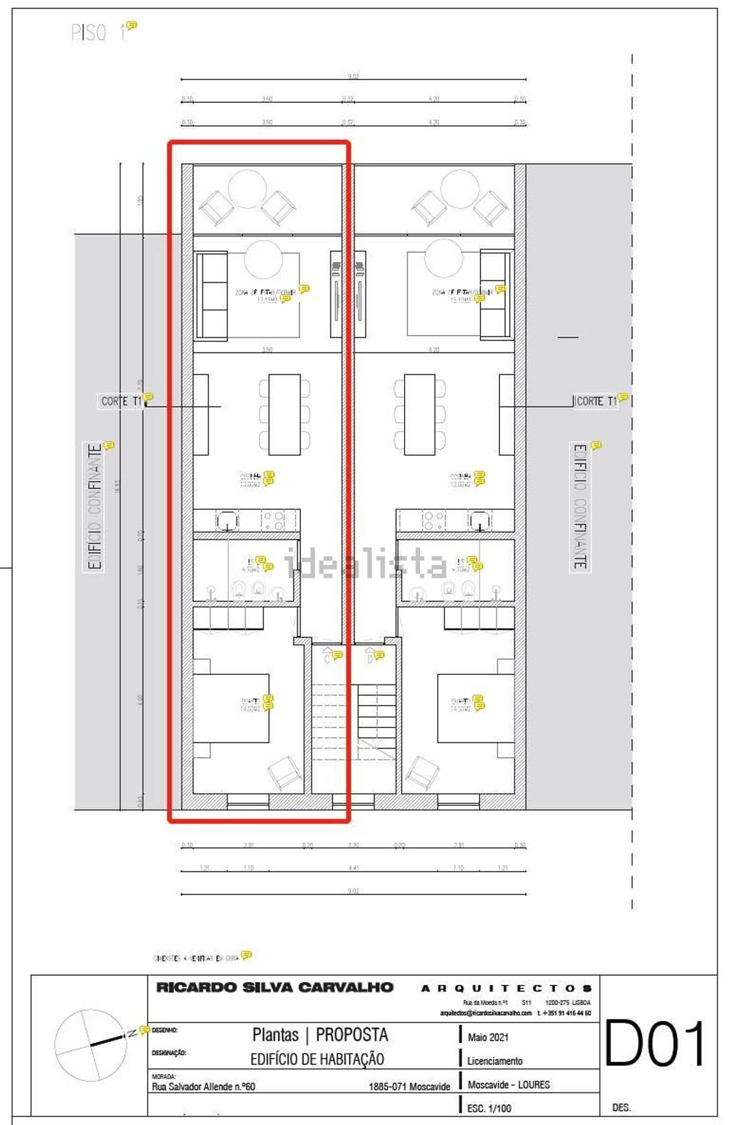出租公寓 t1在Rua Salvador Allende, 60 - 平面图
