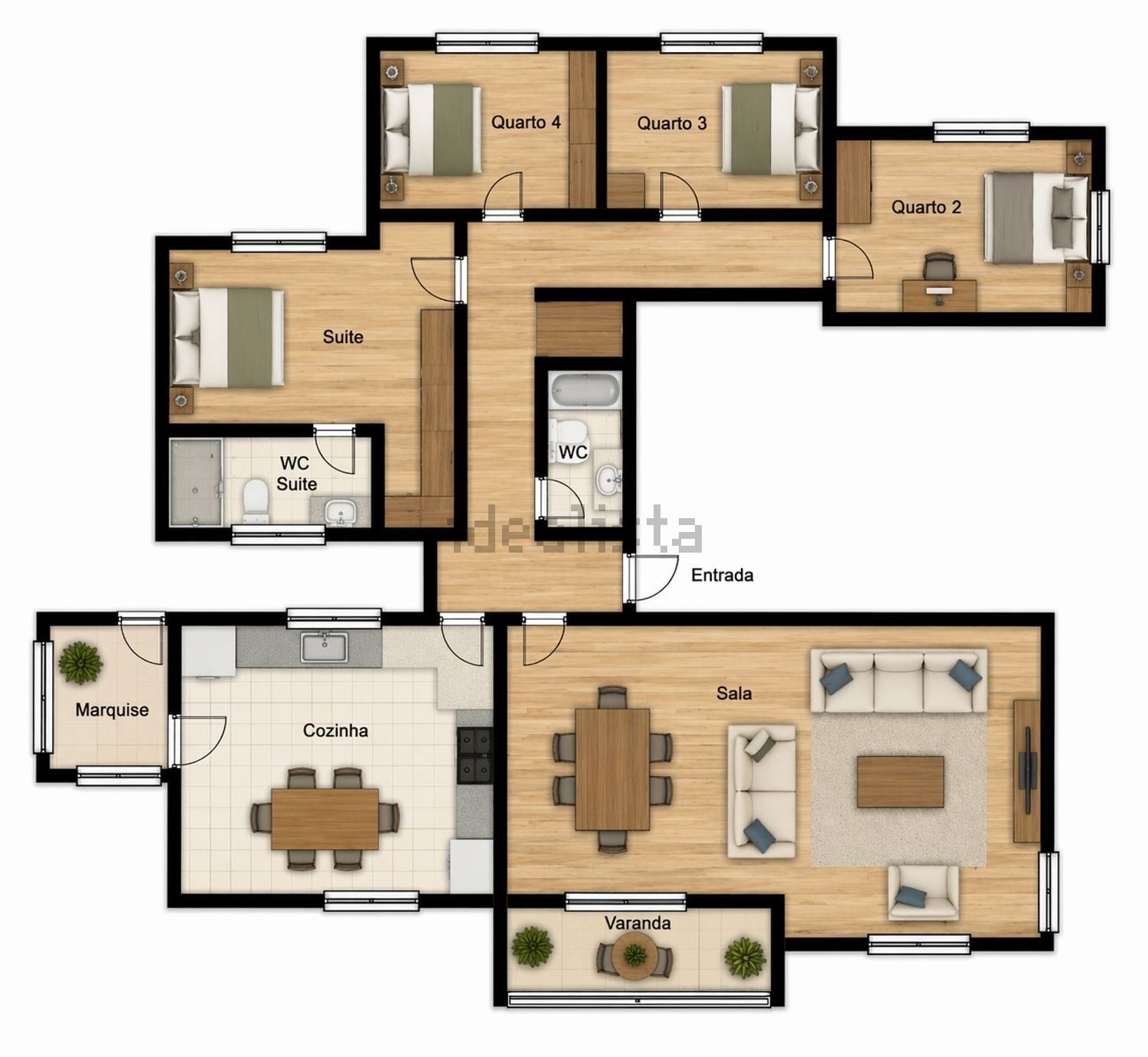 出租公寓 t4在Rua Professor Fernando da Fonseca, 4 - 平面图