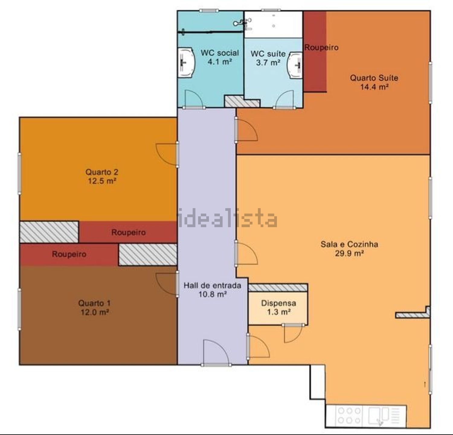 出租公寓 t3在Praceta Tristão Vaz Teixeira, 27 - 平面图