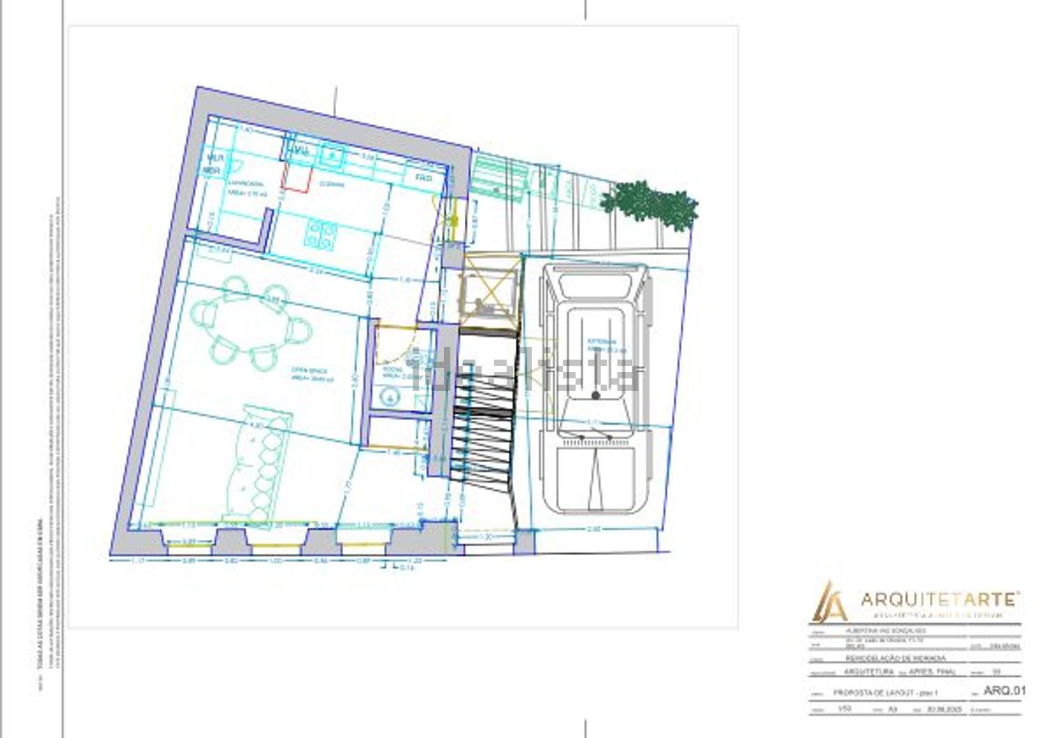 双拼别墅出售在Avenida Doutor Leão de Oliveira - 平面图