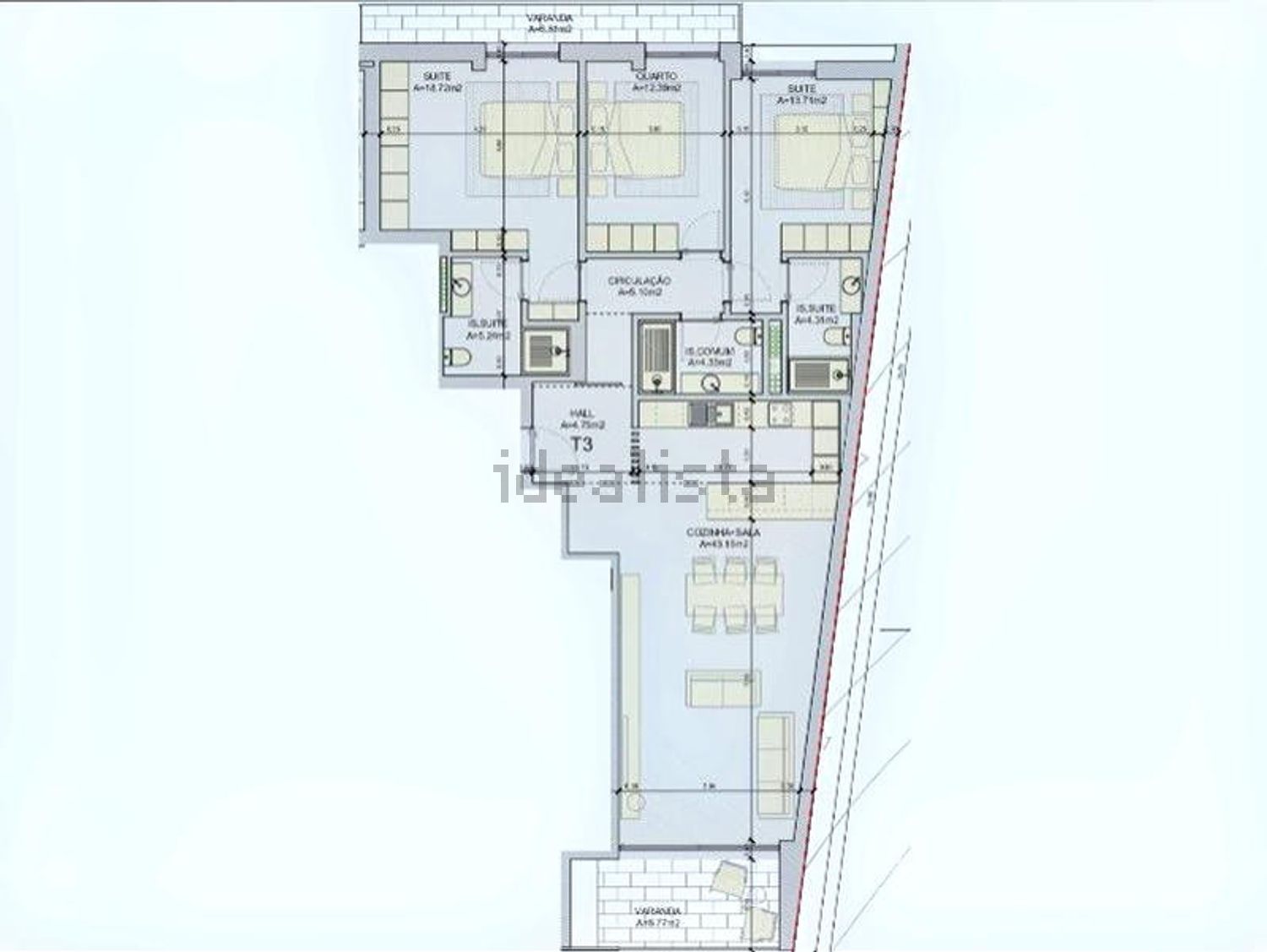 公寓 t3出售在Rua Manuel Francisco Soromenho, 25 - 平面图