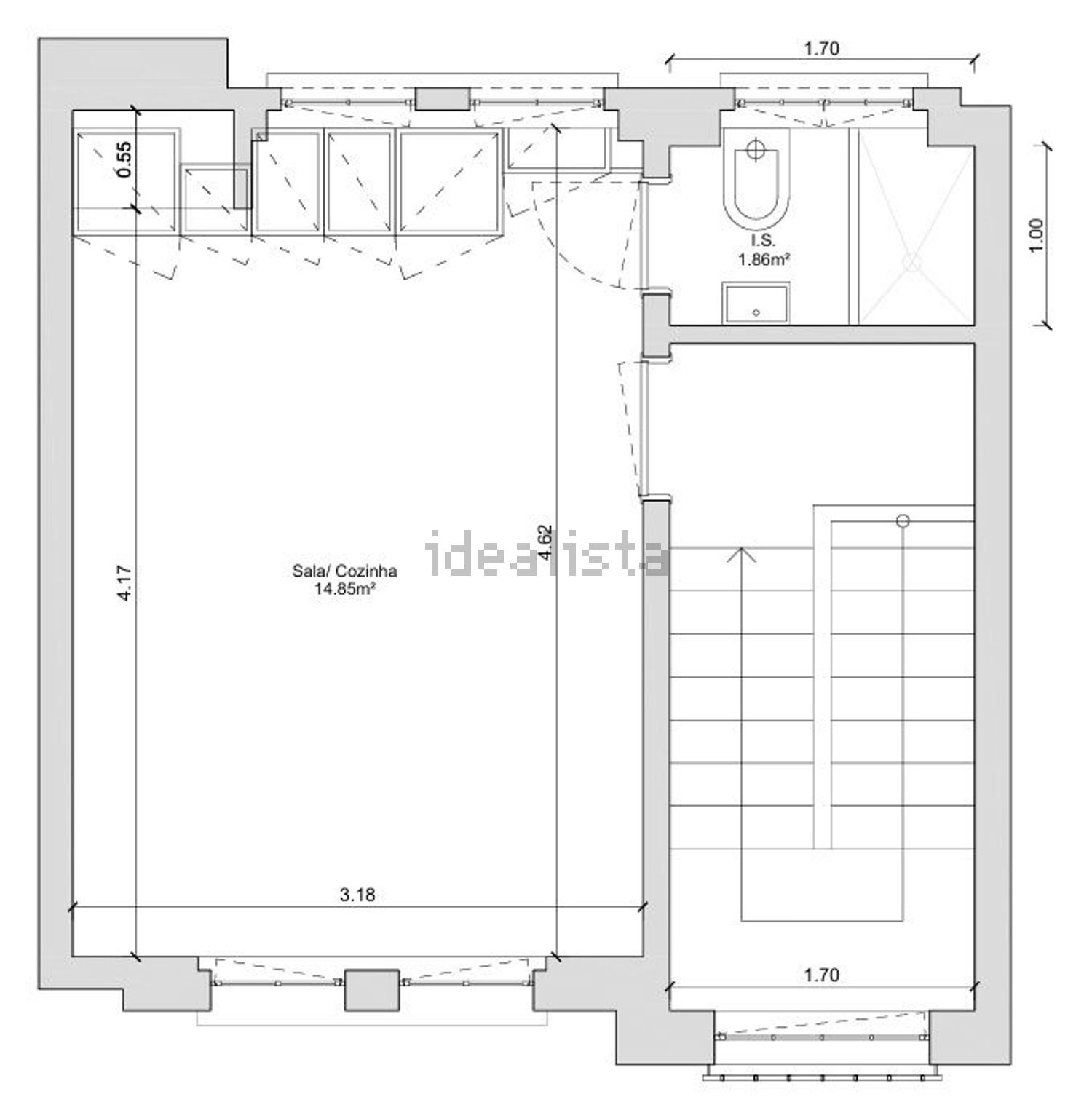 出租t0（单人公寓）在Beco de São Miguel, 13 - 平面图