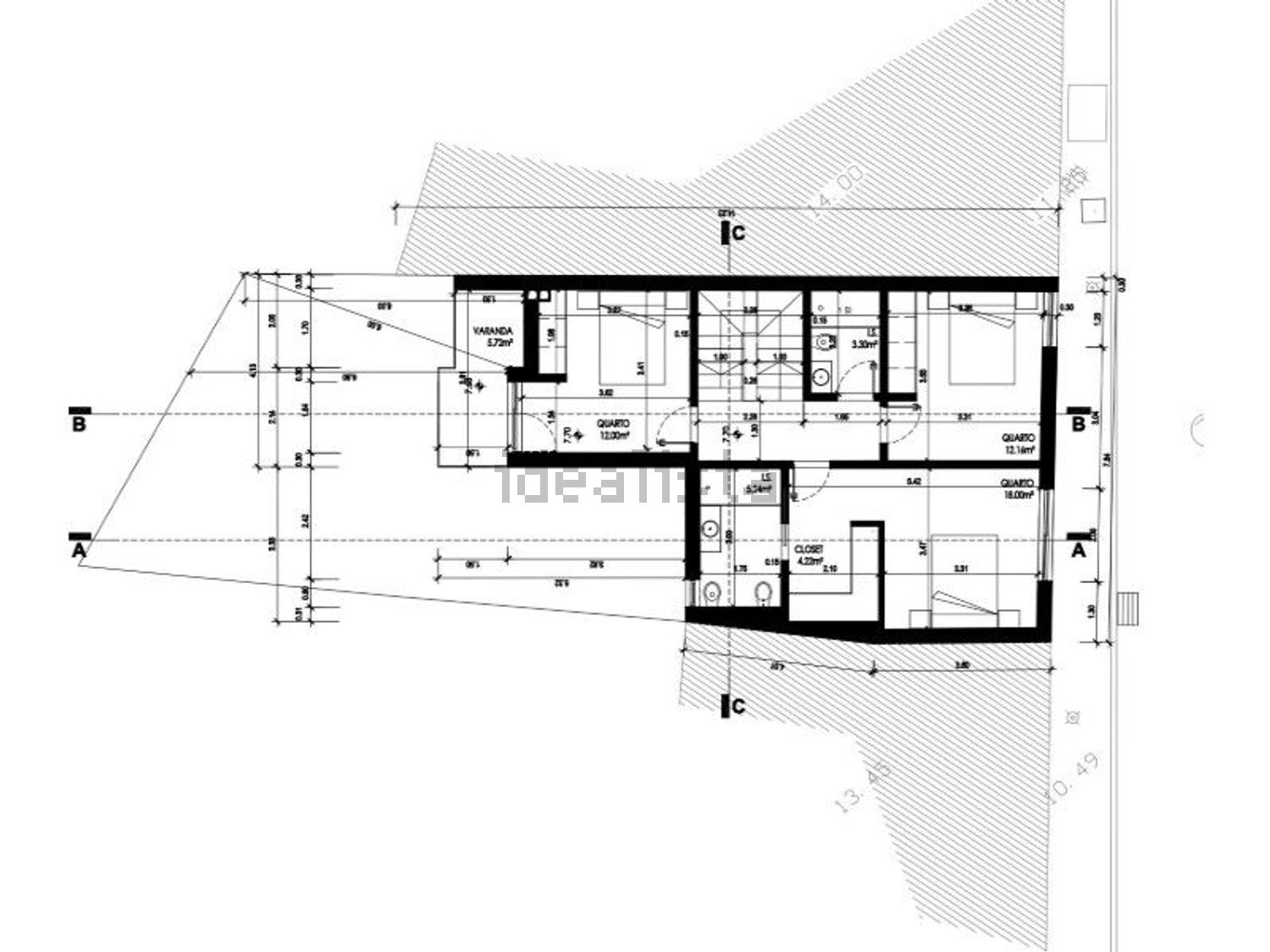 小楼房或独栋别墅出售在Fogueteiro - 平面图