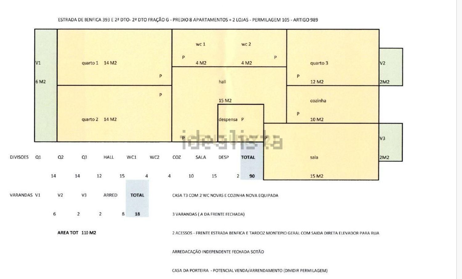 公寓 t3出售在Rua Montepio Geral s/n - 平面图