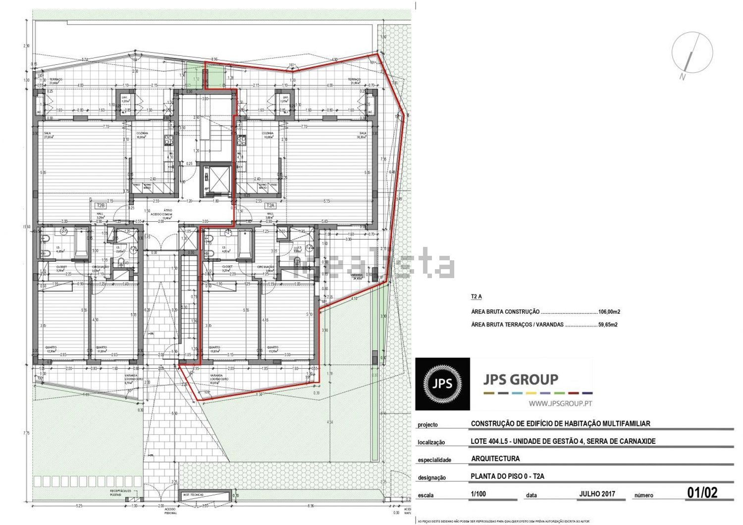 出租公寓 t2在Serra de Carnaxide - 平面图