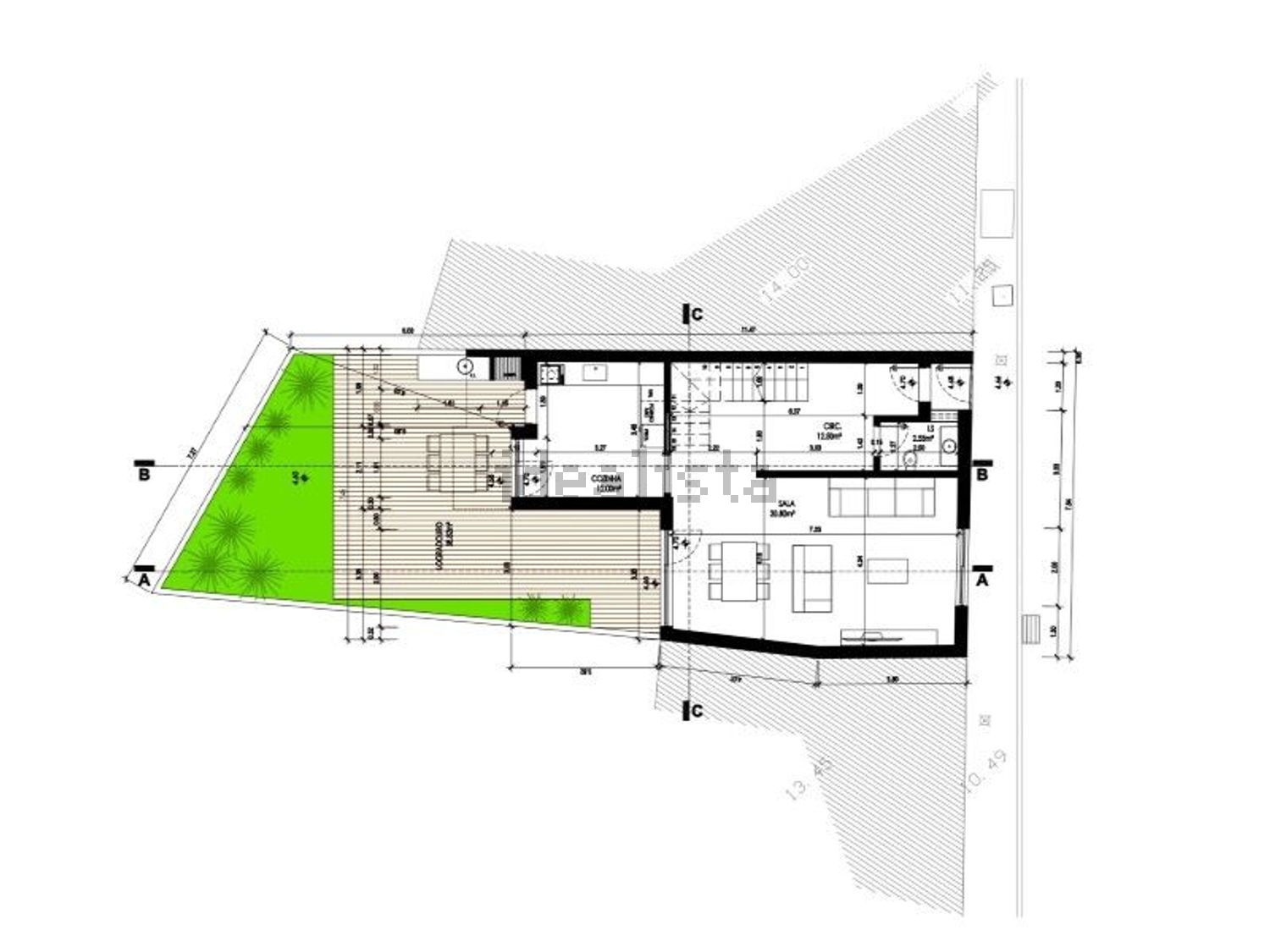 小楼房或独栋别墅出售在Fogueteiro - 平面图