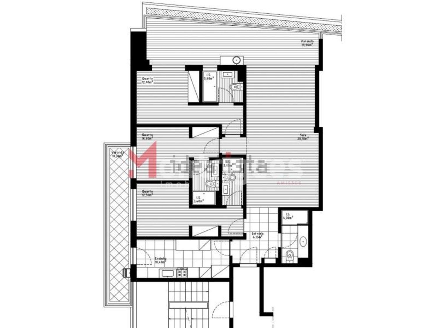 公寓 t3出售在Rua da Ilha dos Amores - 平面图
