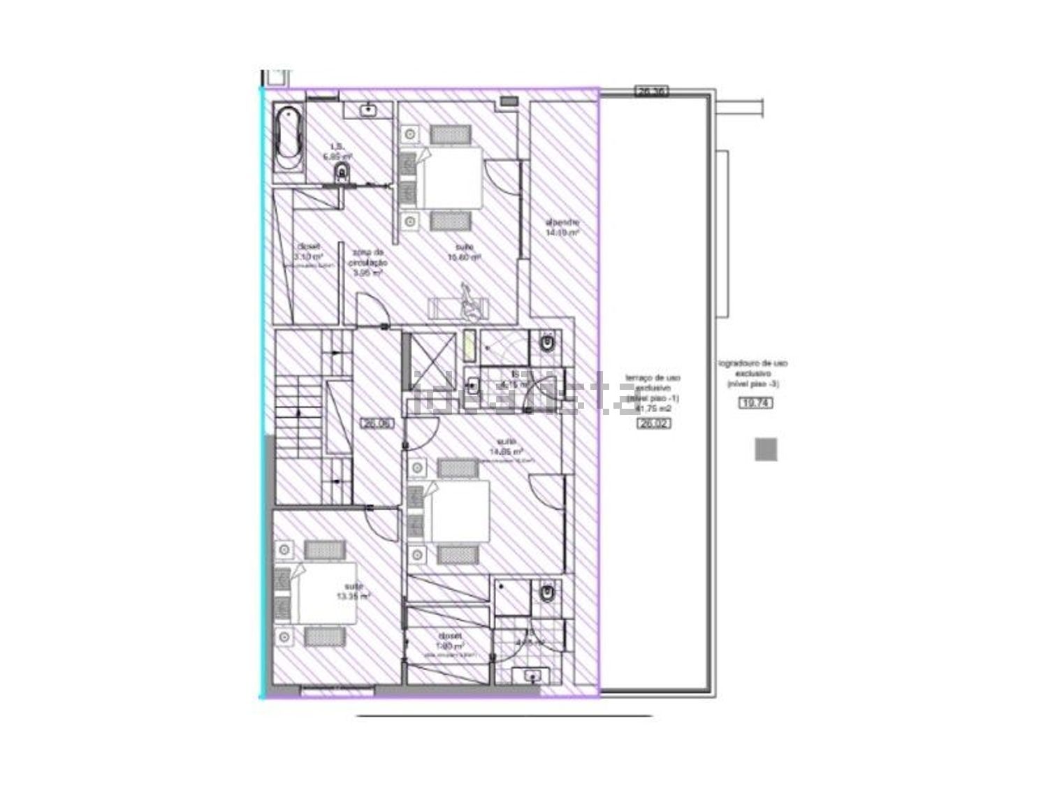 小楼房或独栋别墅出售在Rua dos Pedros - 平面图