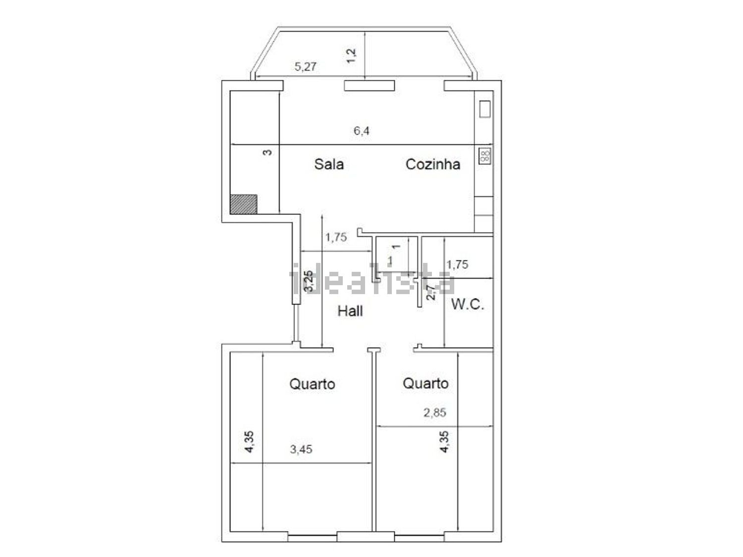 出租公寓 t2在Rua São Tomé e Príncipe - 平面图