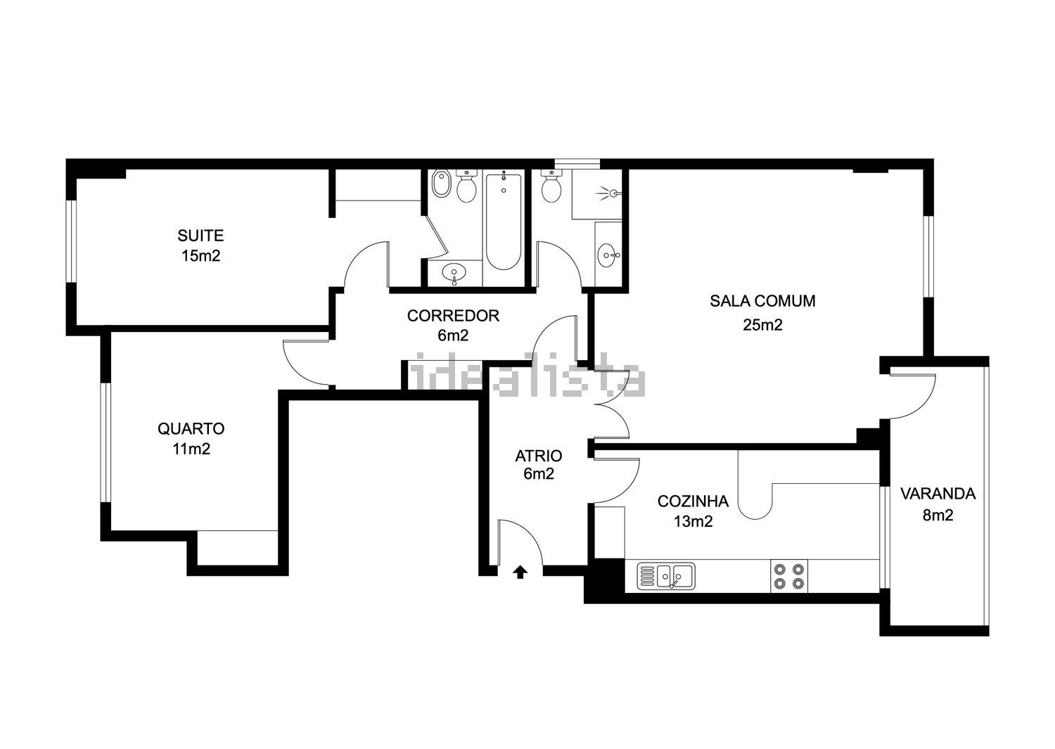 出租公寓 t2在Rua Antero de Quental, 52 - 平面图