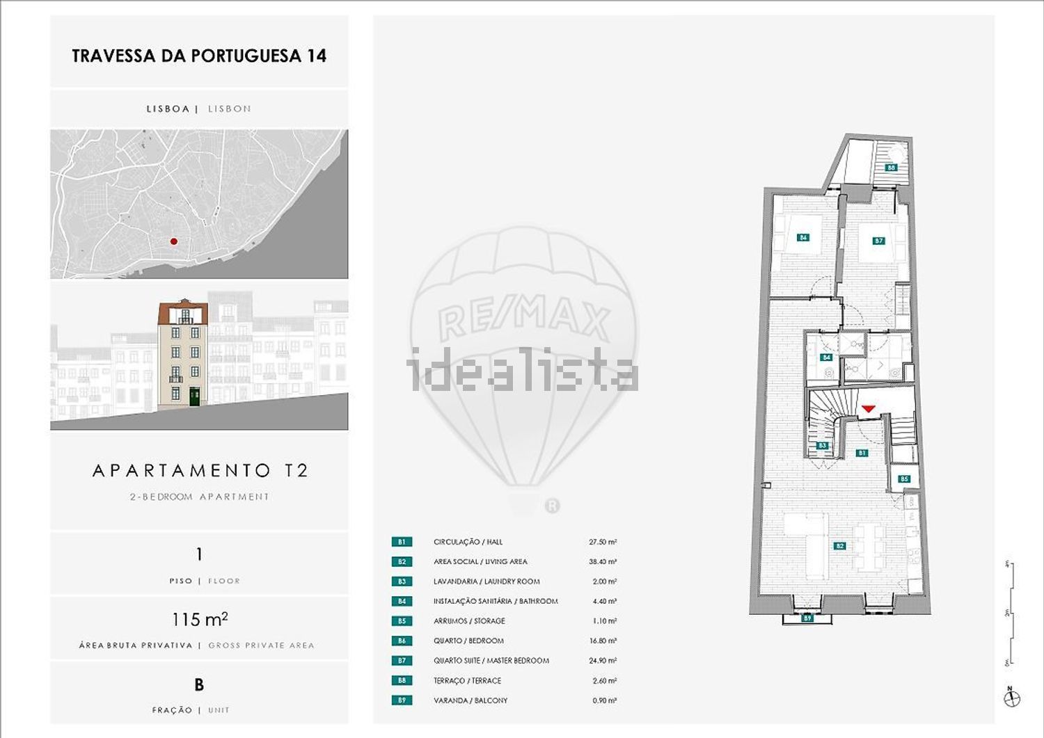 公寓 t2出售在Travessa da Portuguesa - 平面图