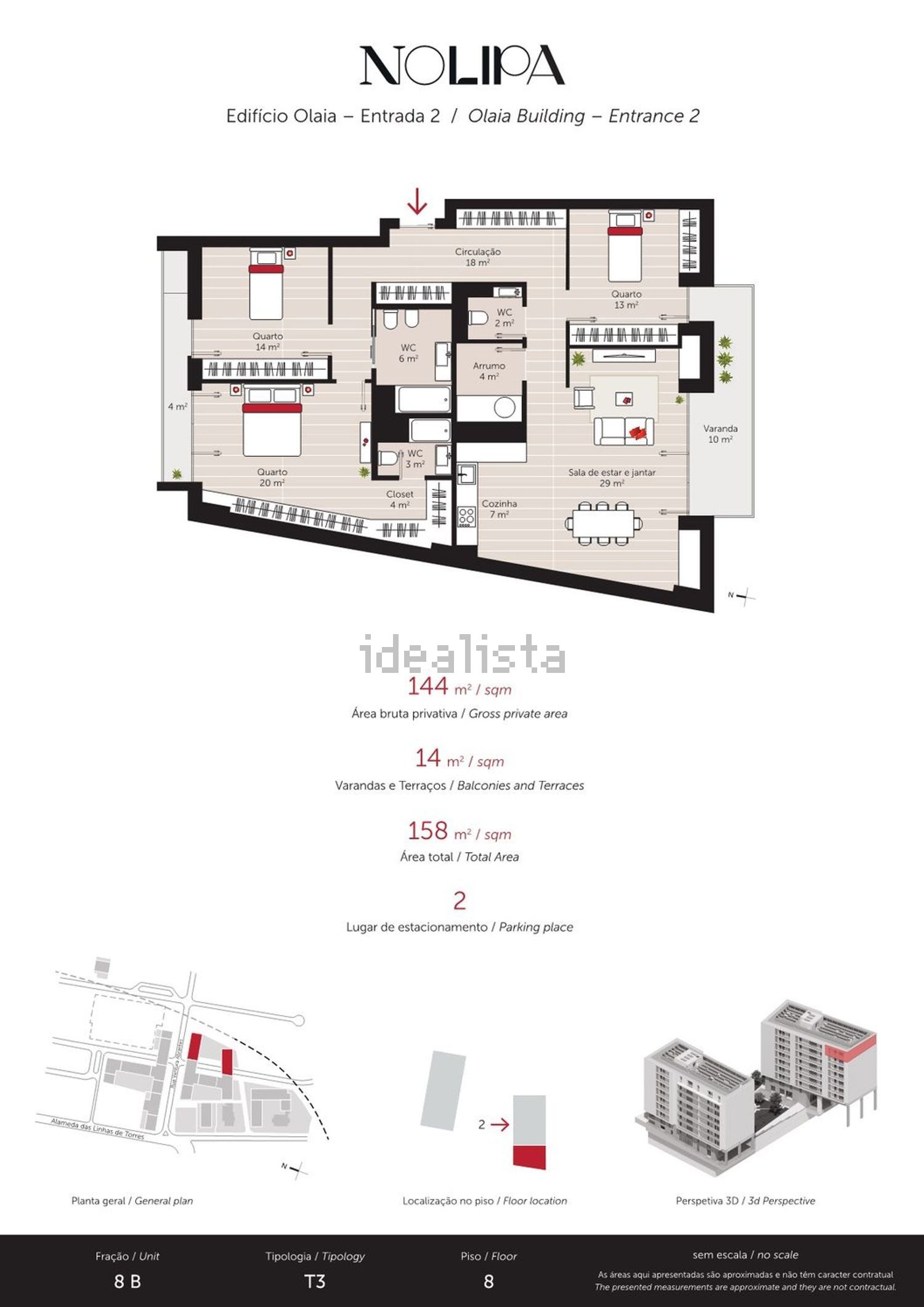 公寓 t3出售在Alameda das Linhas de Torres, 20 - 平面图