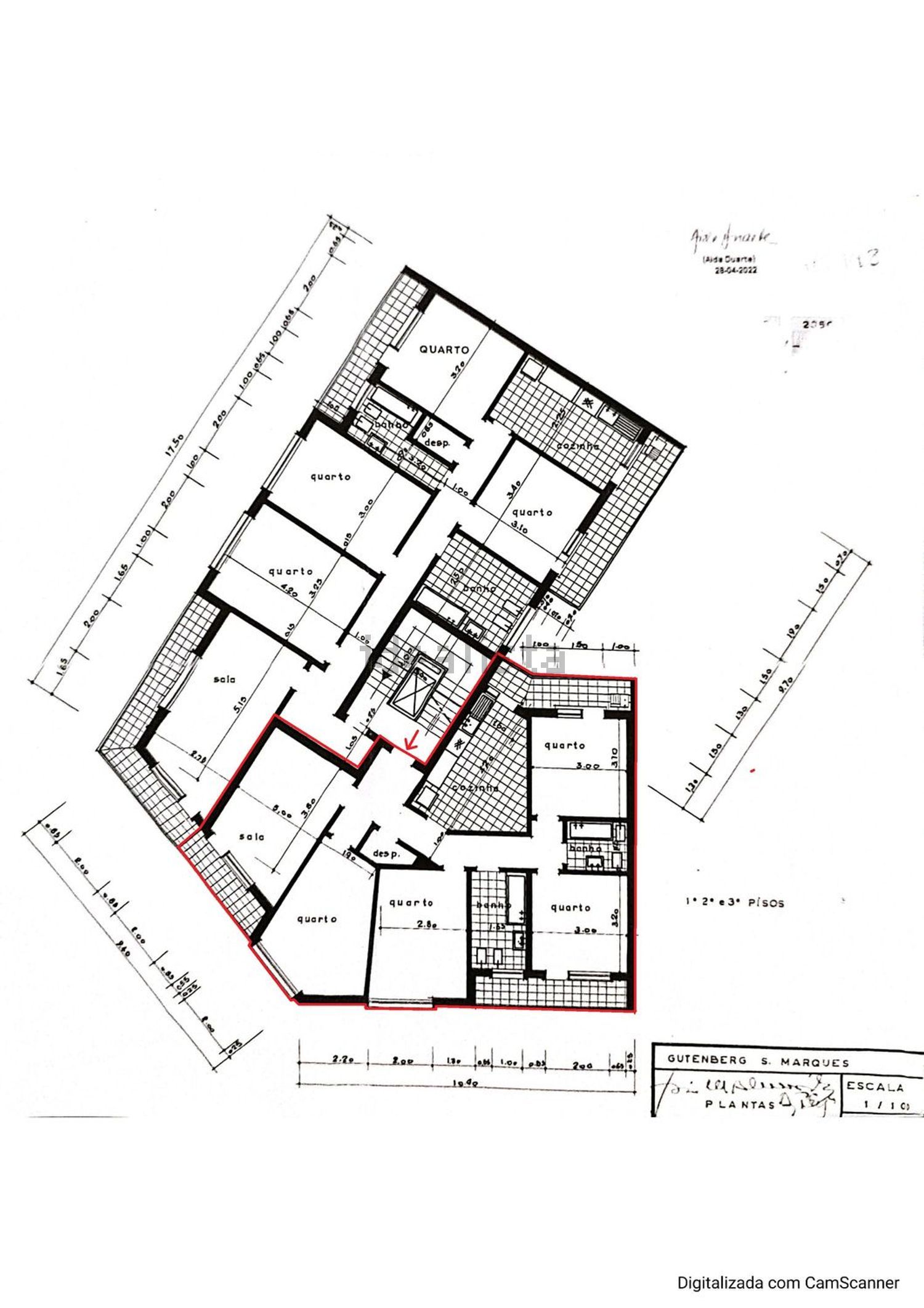 出租房间在Rua da Liberdade, 51 - 平面图