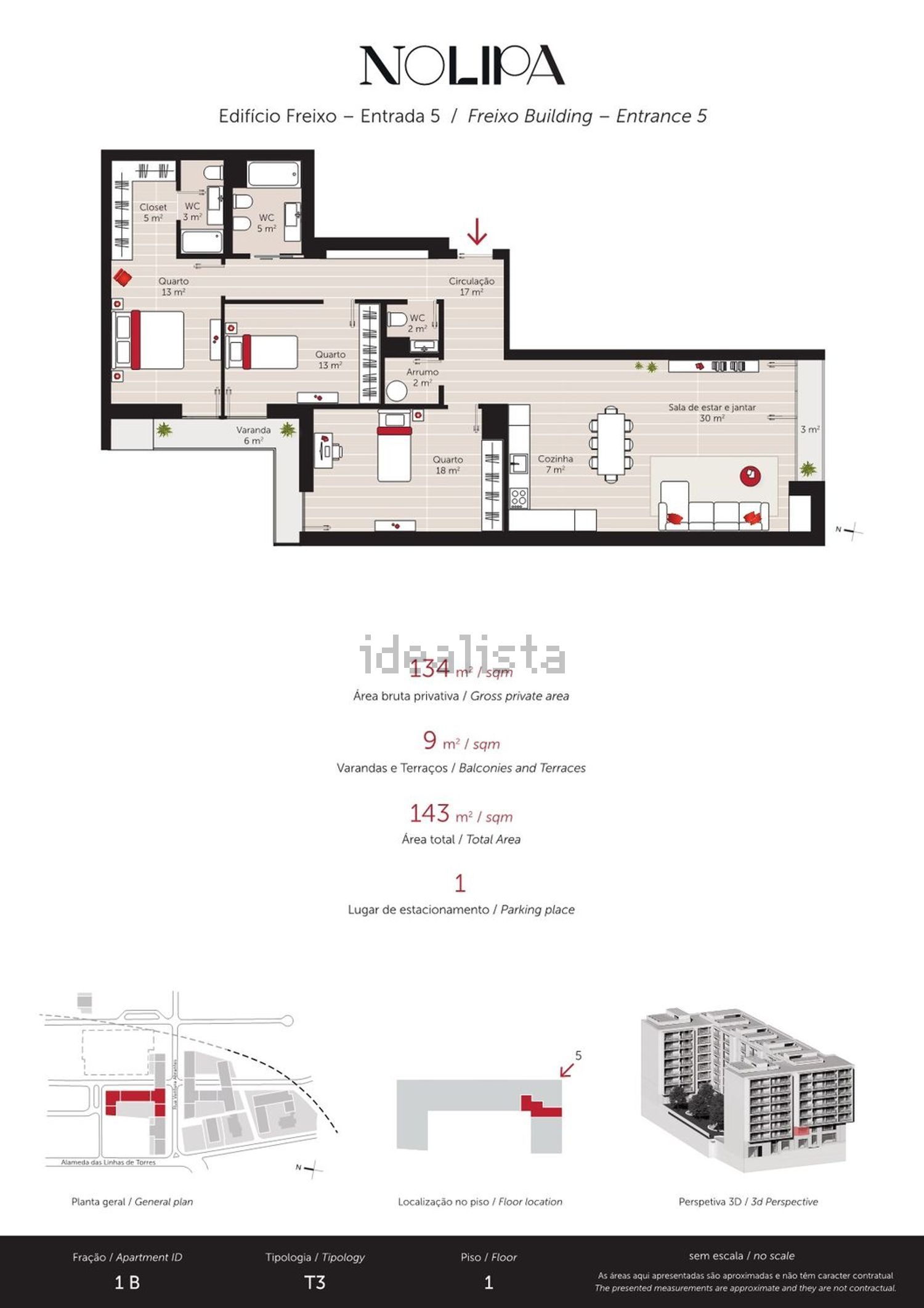 公寓 t3出售在Alameda das Linhas de Torres, 20 - 平面图
