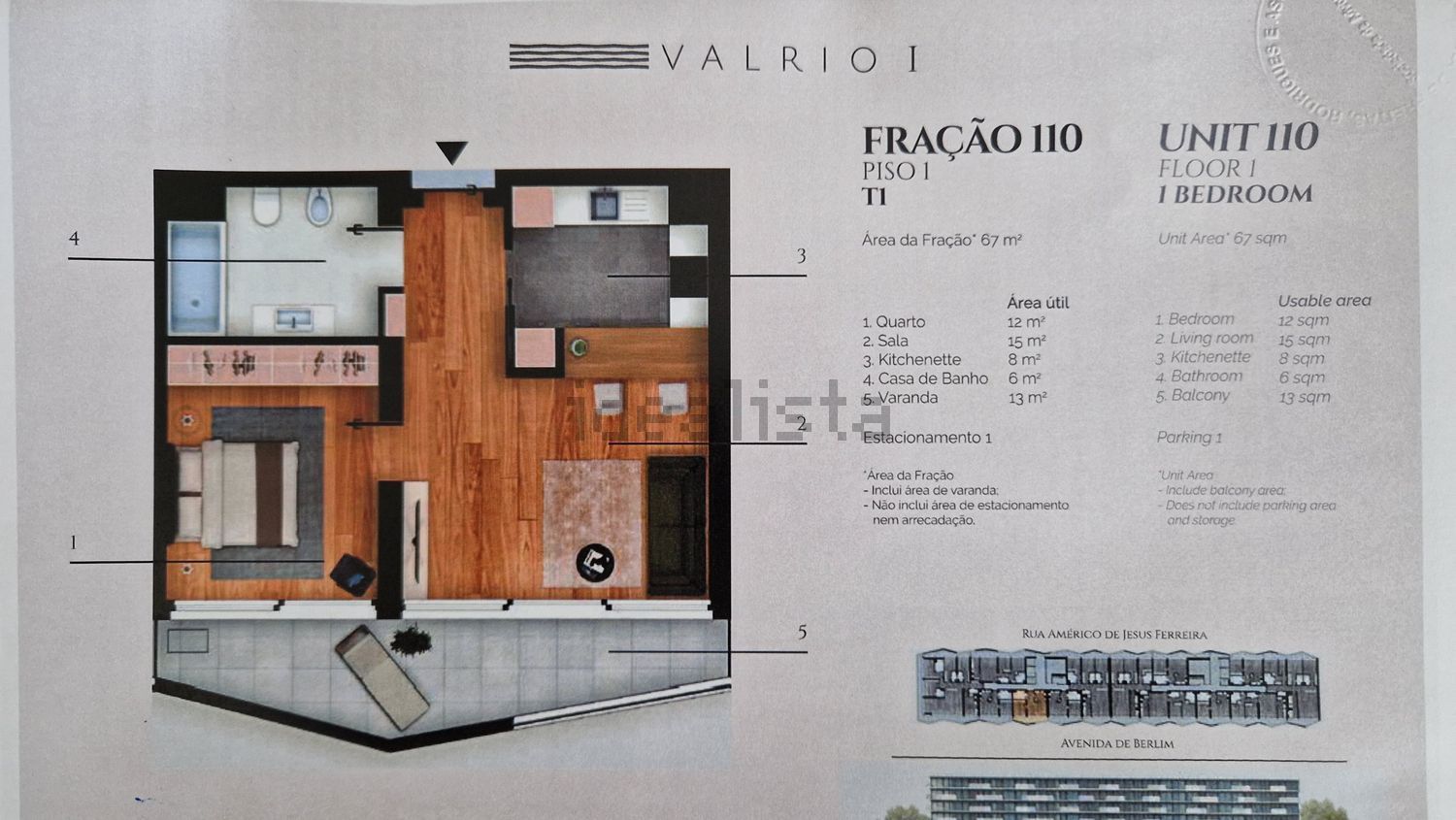 出租公寓 t1在Avenida de Berlim - 平面图