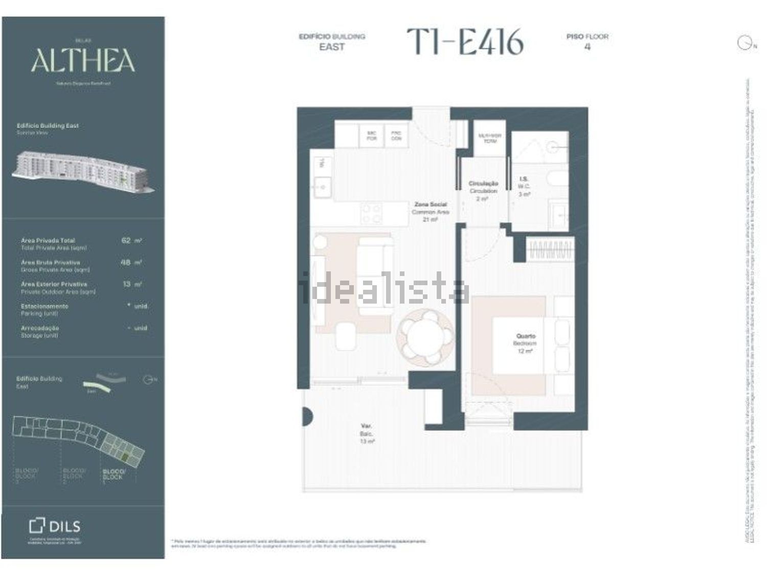 公寓 t1出售在Belas Clube Campo - 平面图