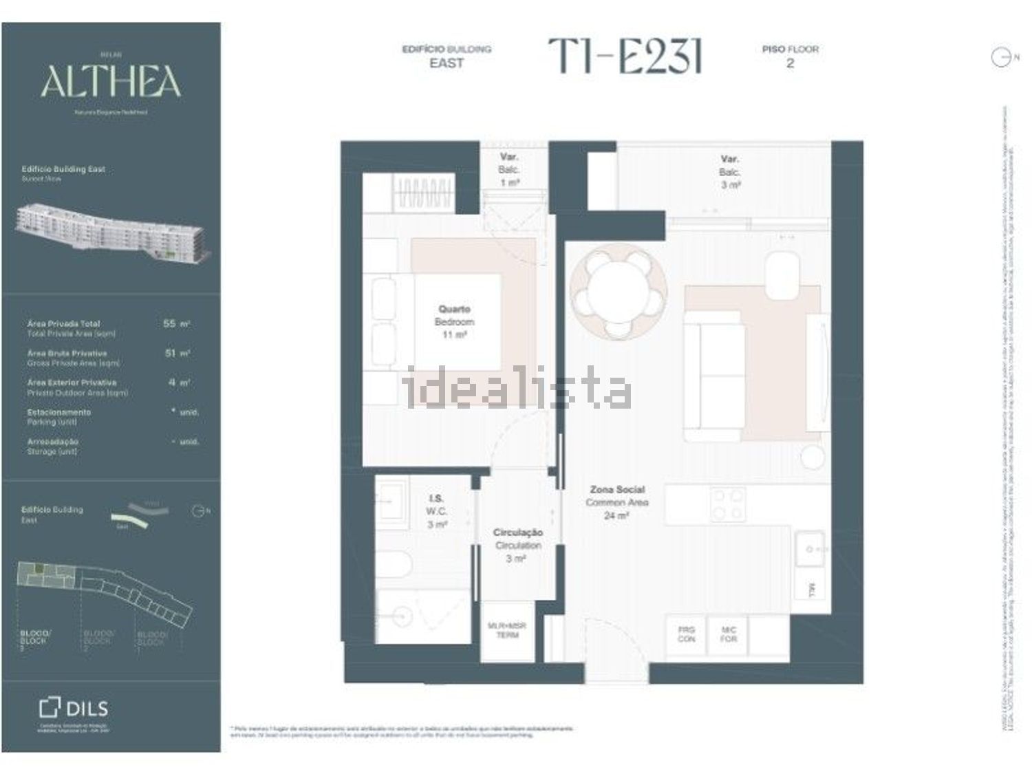 公寓 t1出售在Belas Clube Campo - 平面图