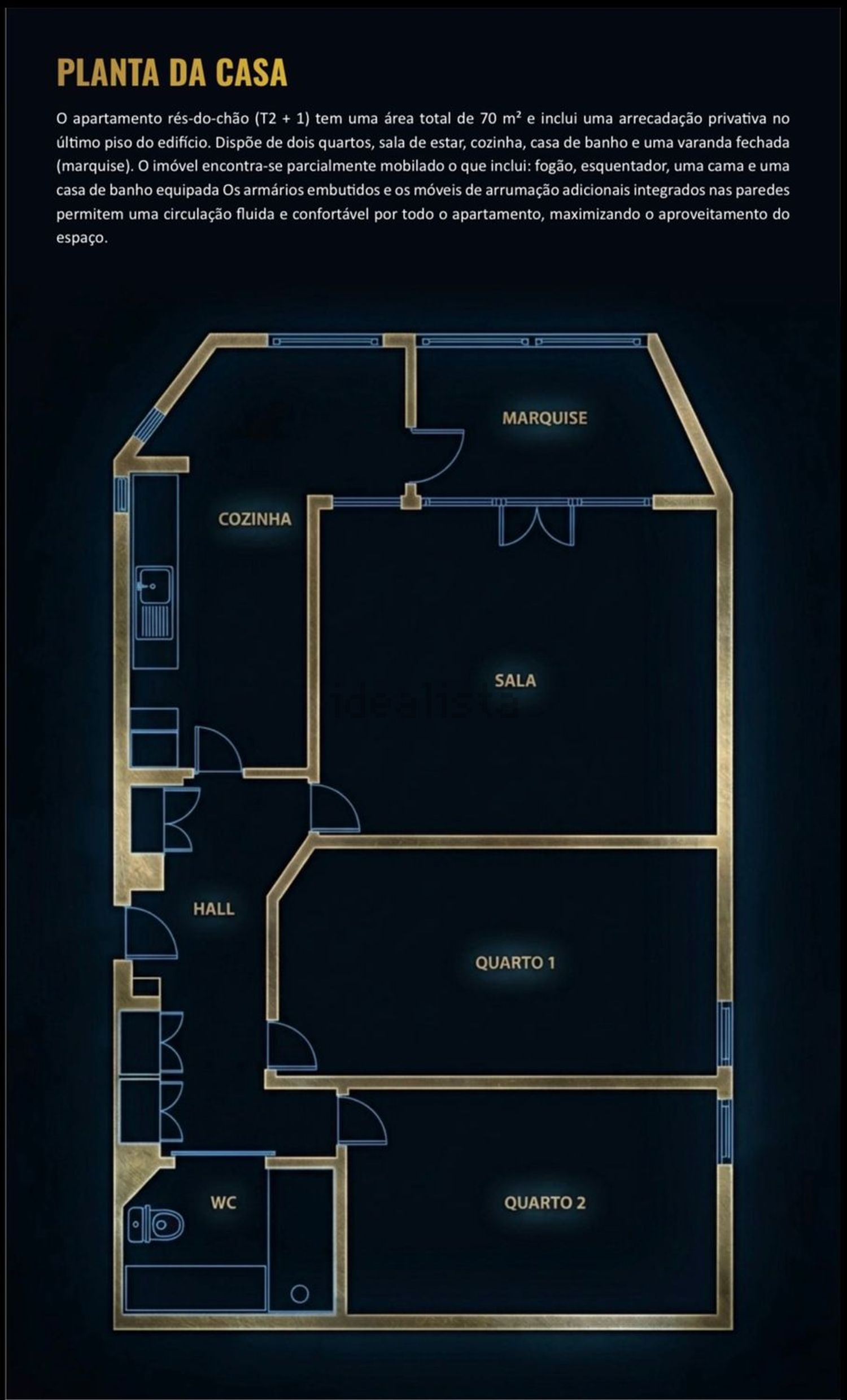 公寓 t2出售在Rua Capitão Santiago de Carvalho, 2 Lote - 平面图