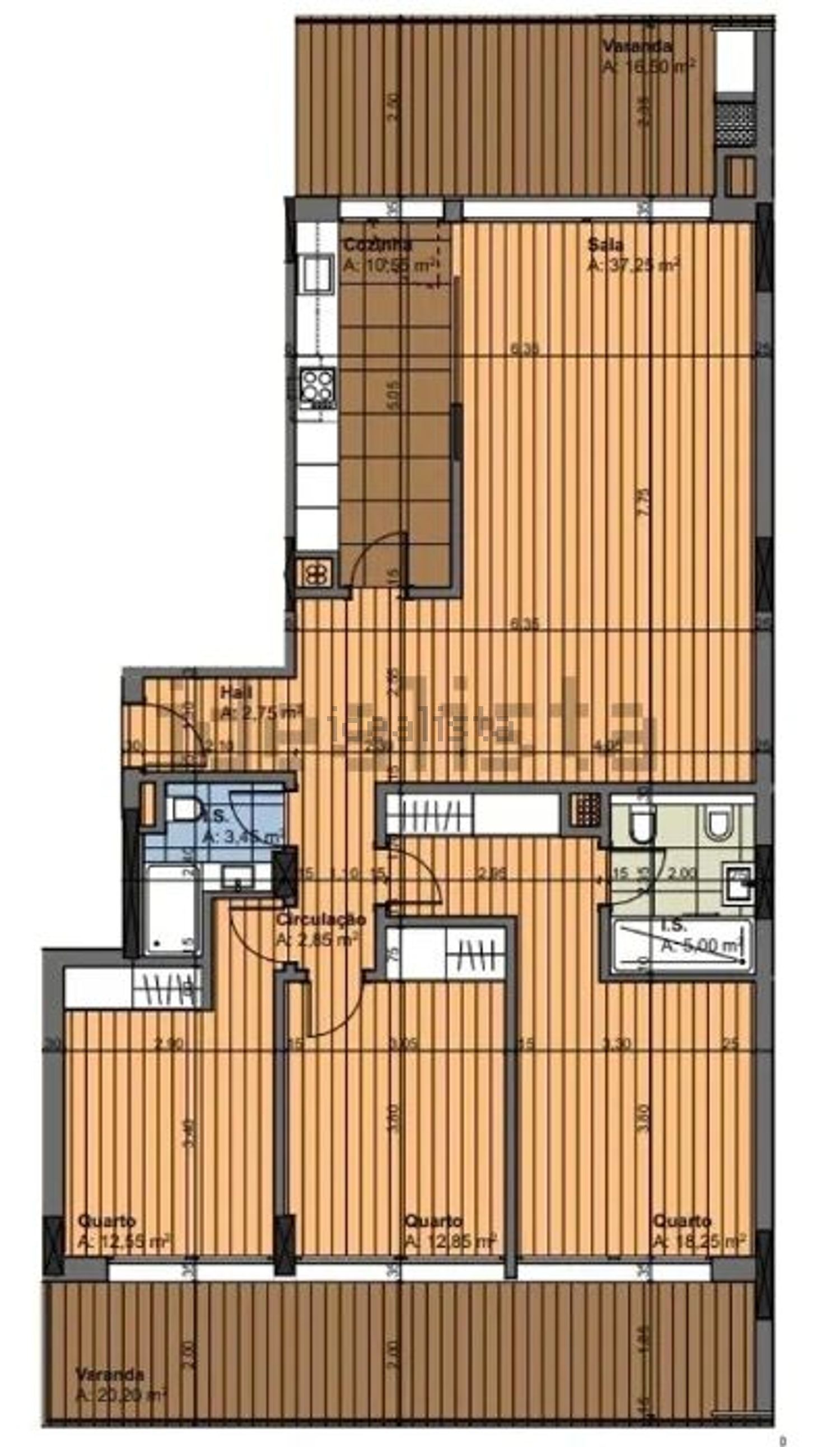 出租公寓 t3在Avenida 5 de Outubro, 401 - 平面图