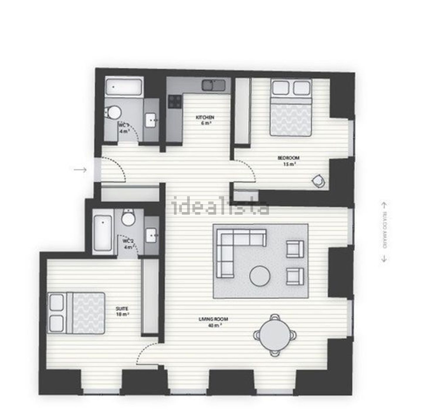 公寓 t2出售在Praça Dom Pedro IV, 93 - 平面图