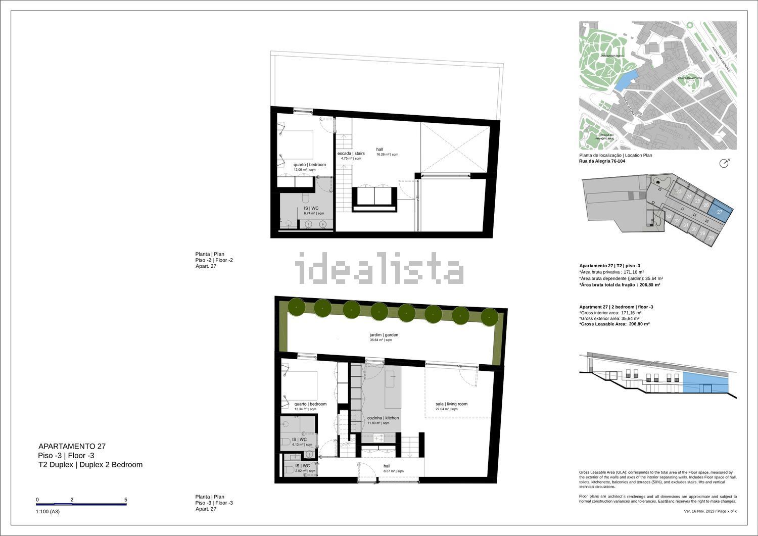 出租小楼房或独栋别墅在Rua da Alegria - 平面图