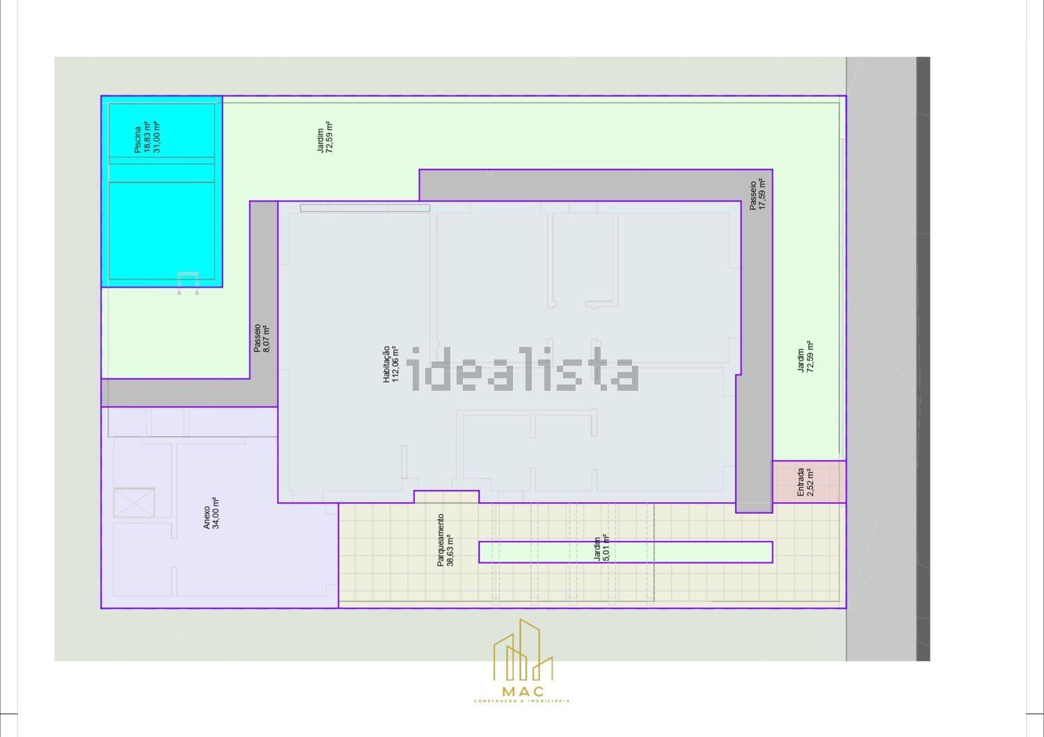 小楼房或独栋别墅出售在Pinhal do General - 平面图