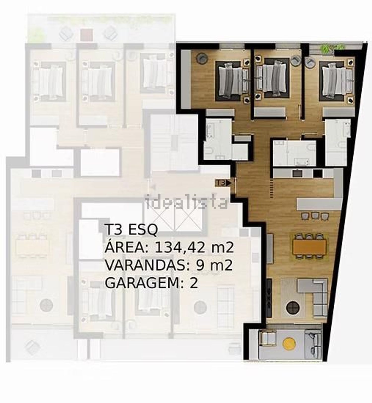 公寓 t3出售在Rua Manuel Francisco Soromenho, 25 - 平面图