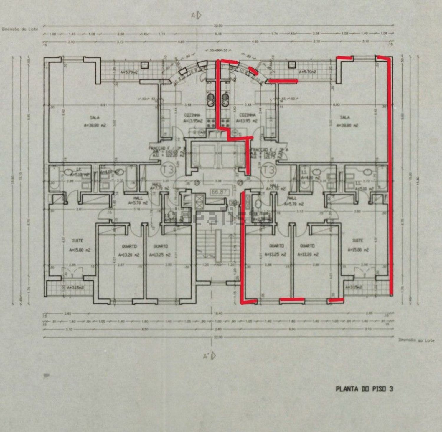 公寓 t3出售在Rua Doutor José da Cunha, 24 - 平面图