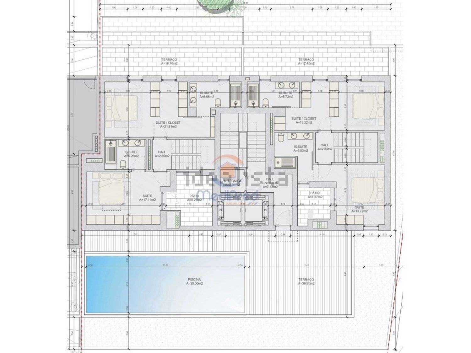公寓 t4出售在Centro - 平面图