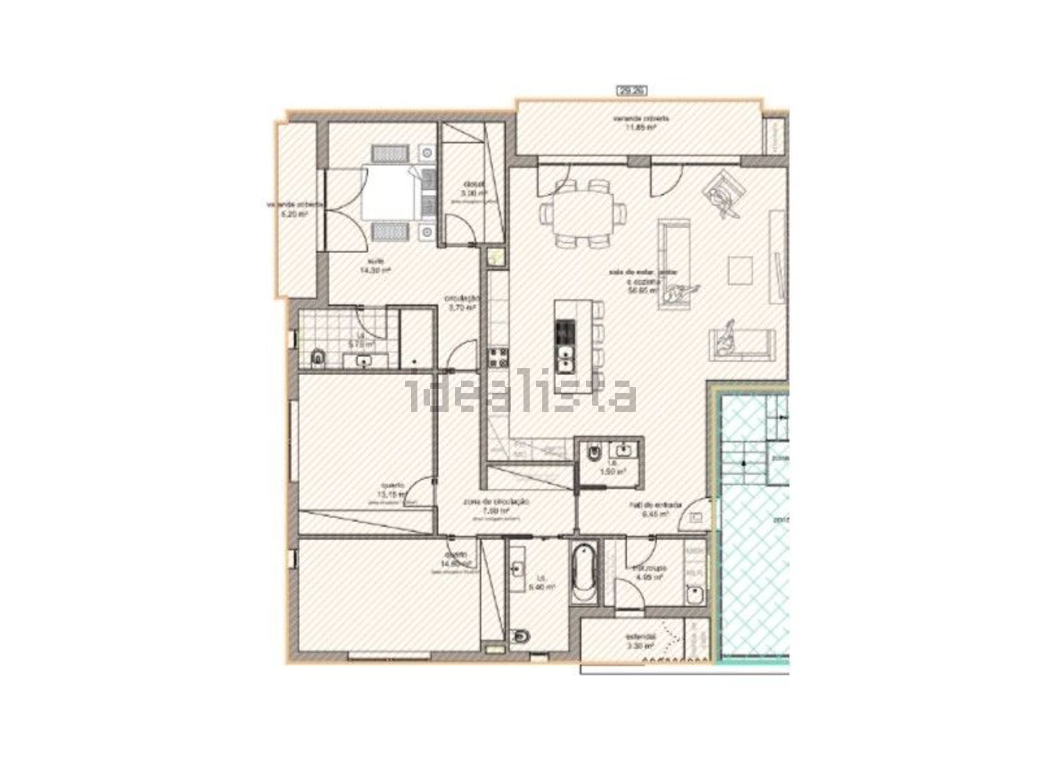 公寓 t3出售在Rua dos Pedros - 平面图
