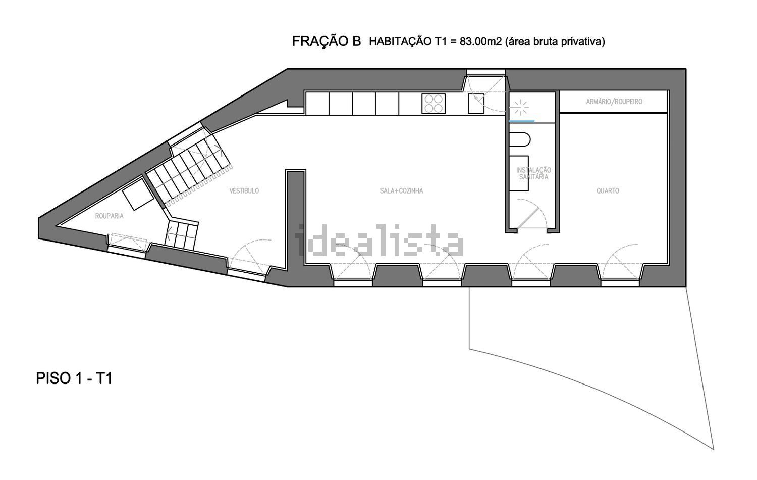 公寓 t1出售在Avenida 25 de Abril - 平面图