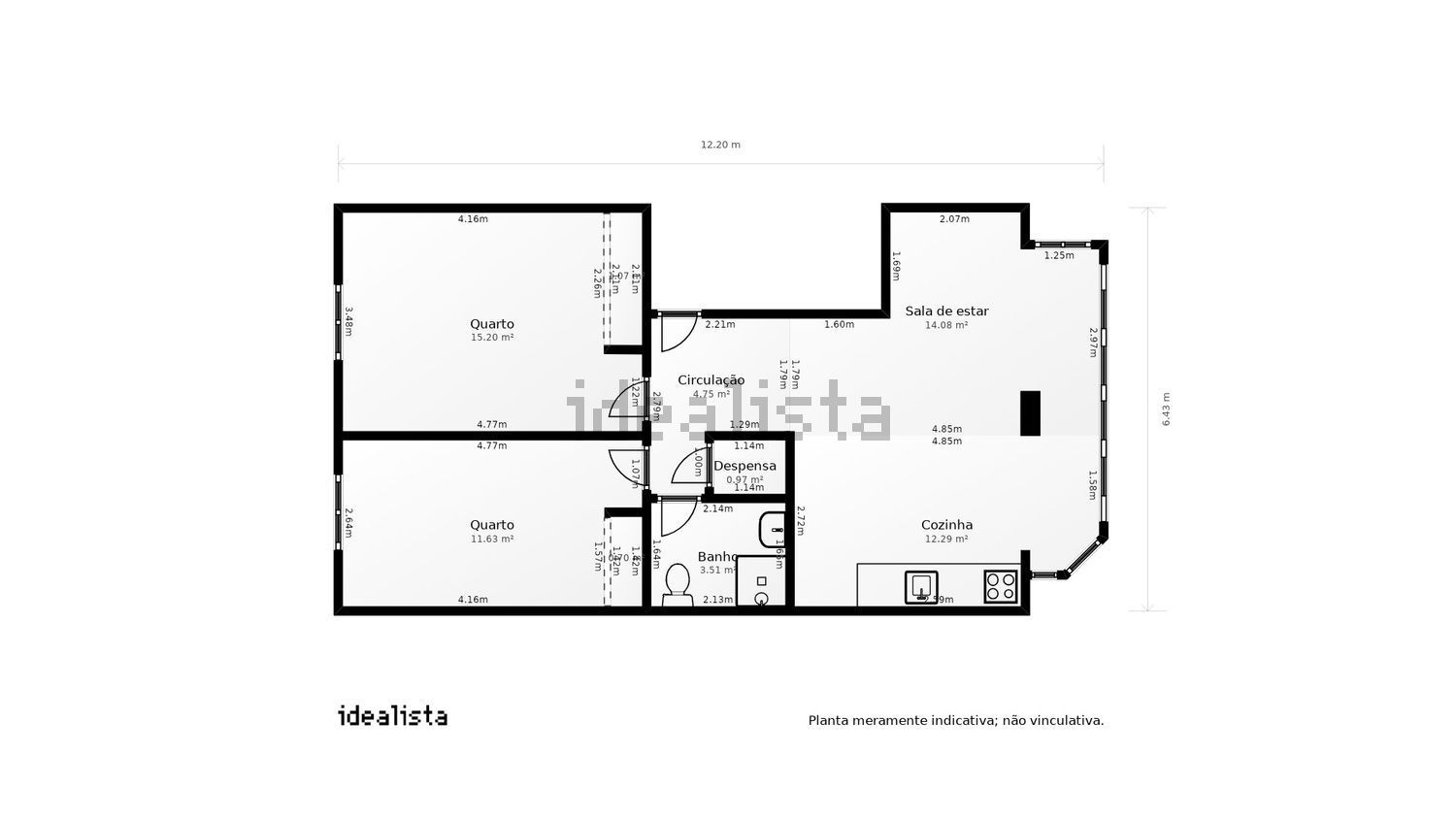 出租公寓 t2在Rua São Tomé e Príncipe - 平面图