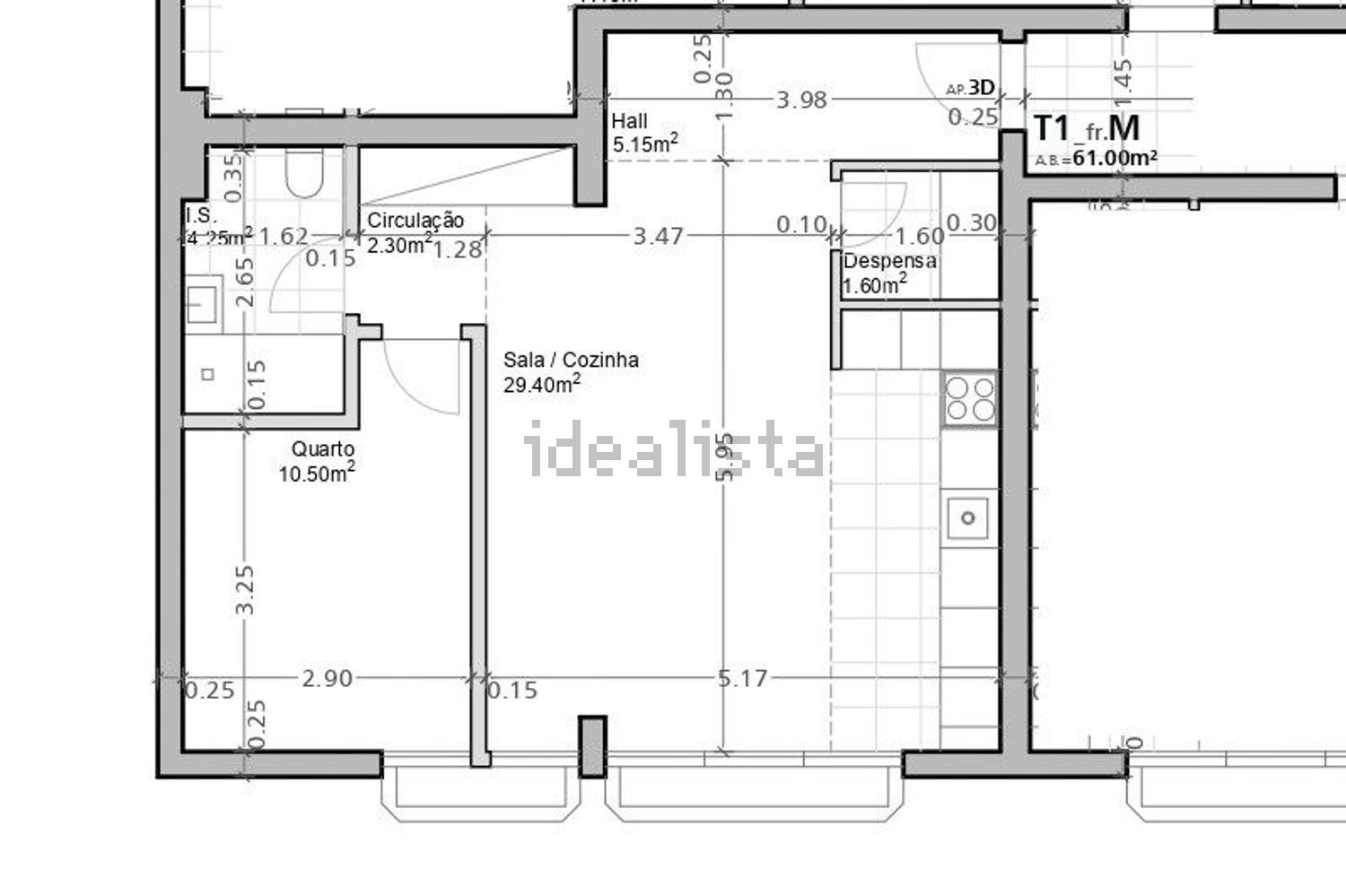 出租公寓 t1在Avenida 5 de Outubro - 平面图