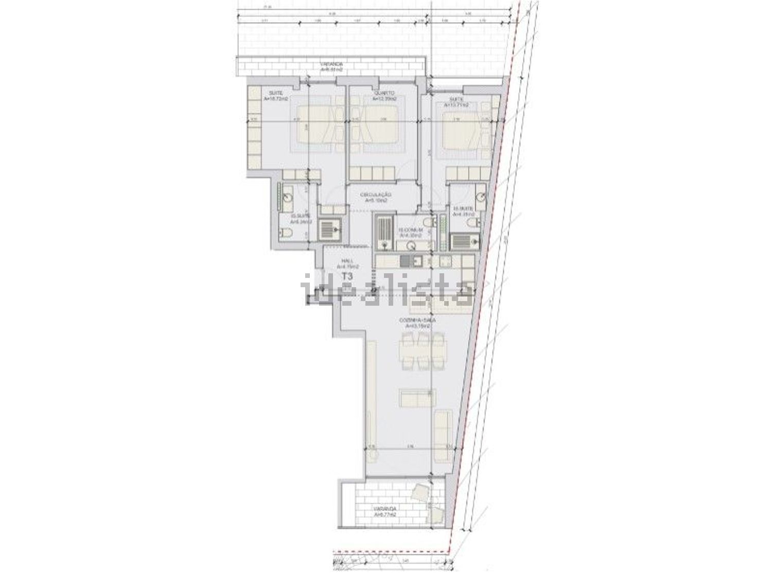 公寓 t3出售在Centro - 平面图