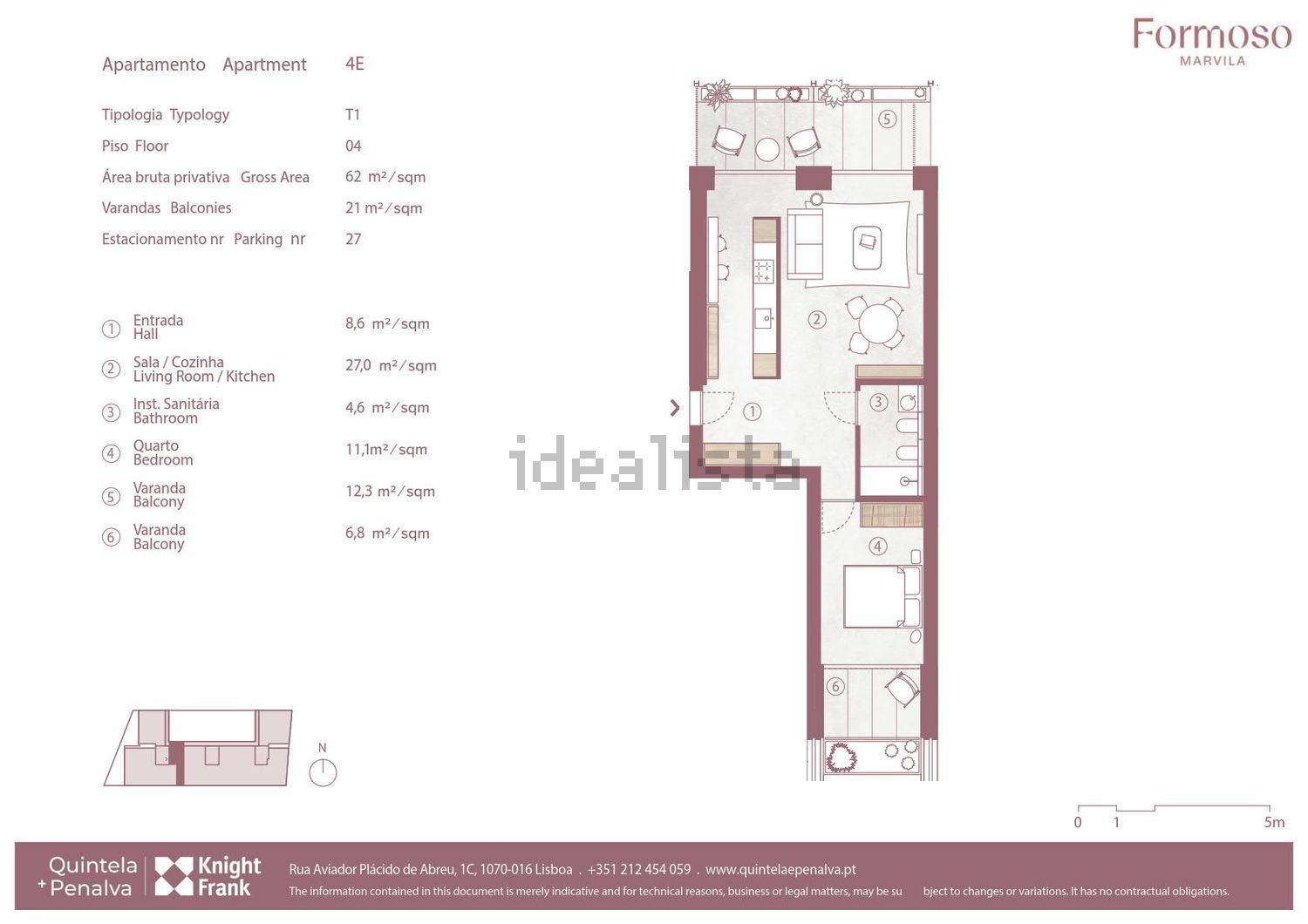 公寓 t1出售在Marvila - 平面图