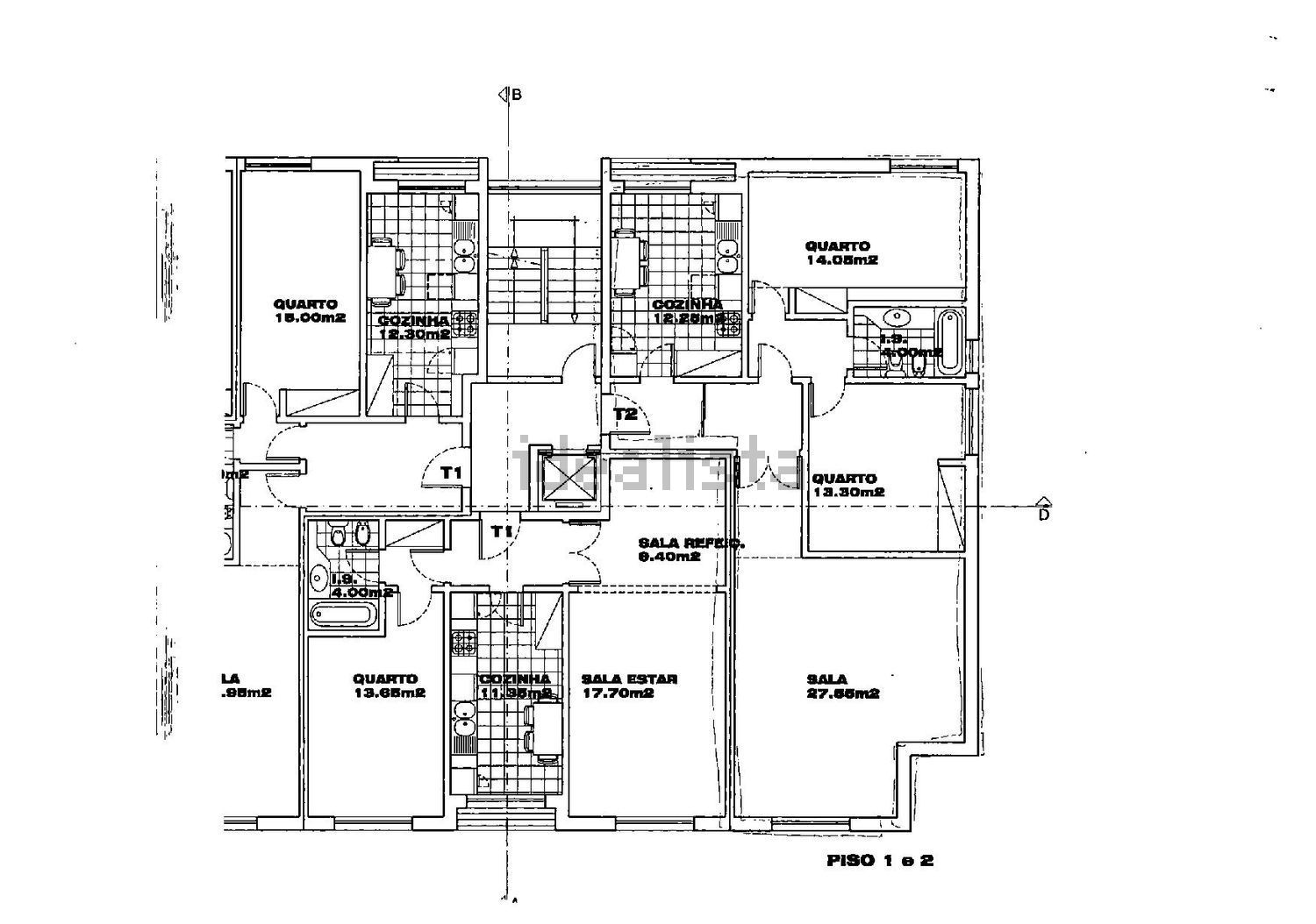 公寓 t2出售在Bairro da Mata - 平面图