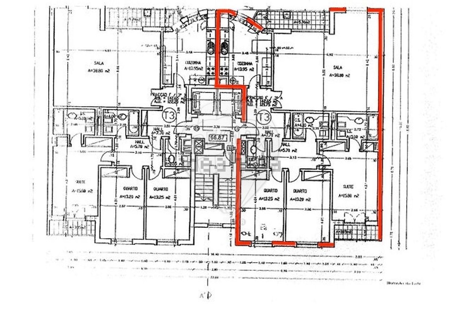公寓 t3出售在Rua Doutor José da Cunha - 平面图