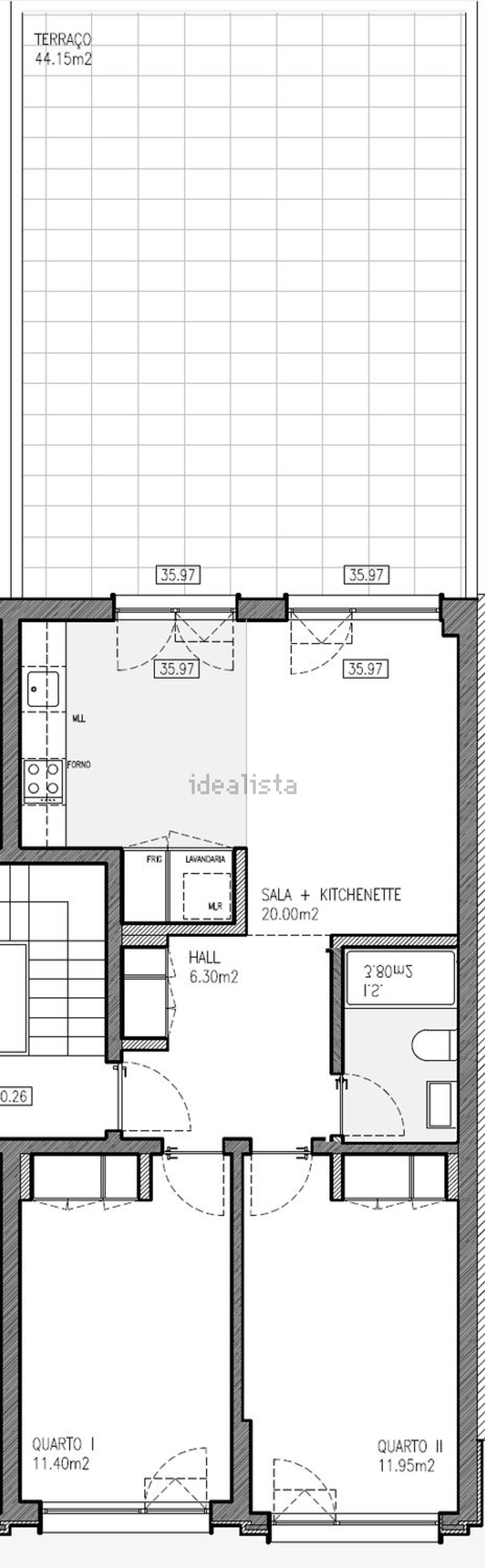 出租公寓 t2在Rua Dom Afonso de Albuquerque, 85 - 平面图