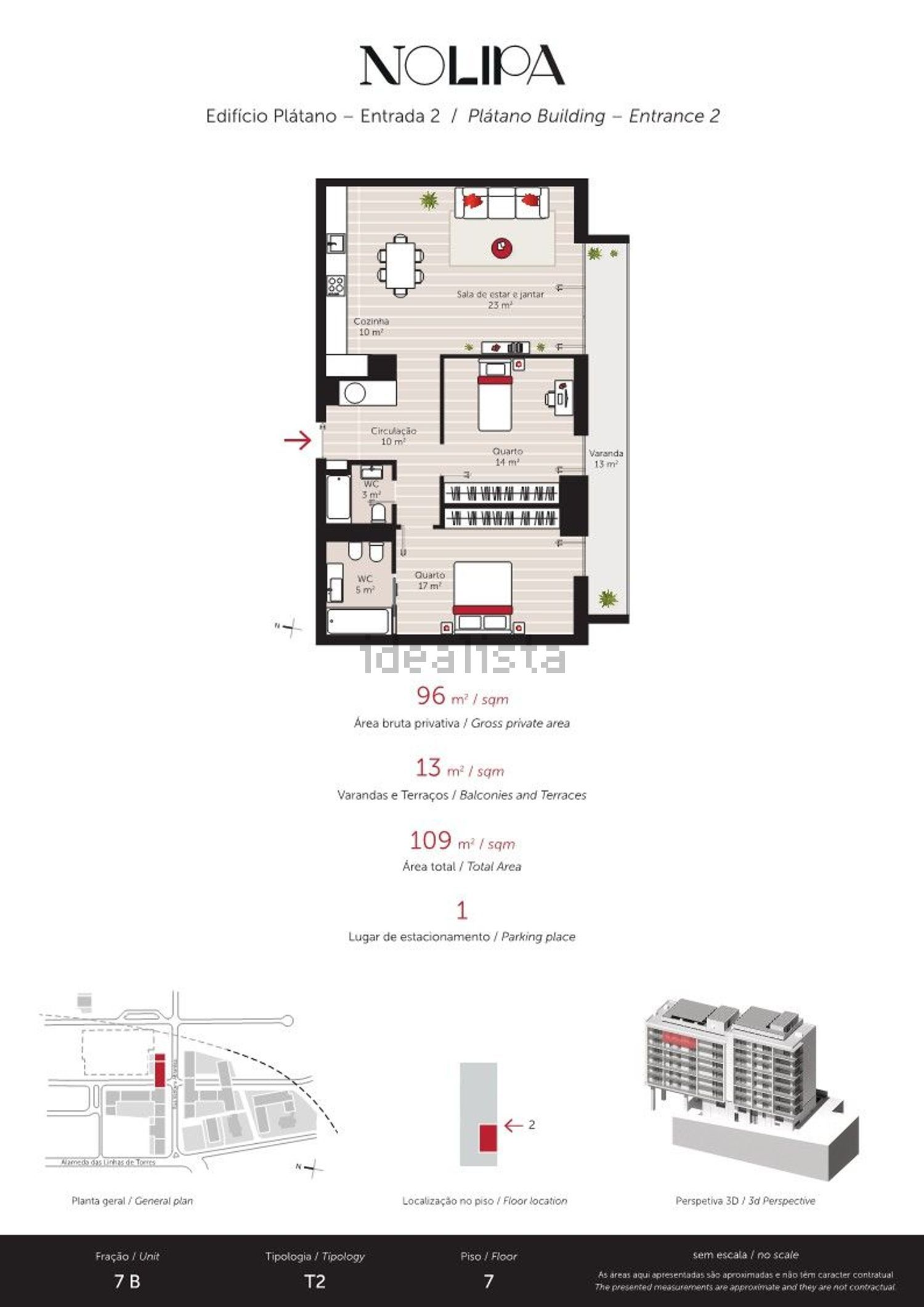 公寓 t2出售在Alameda das Linhas de Torres, 20 - 平面图