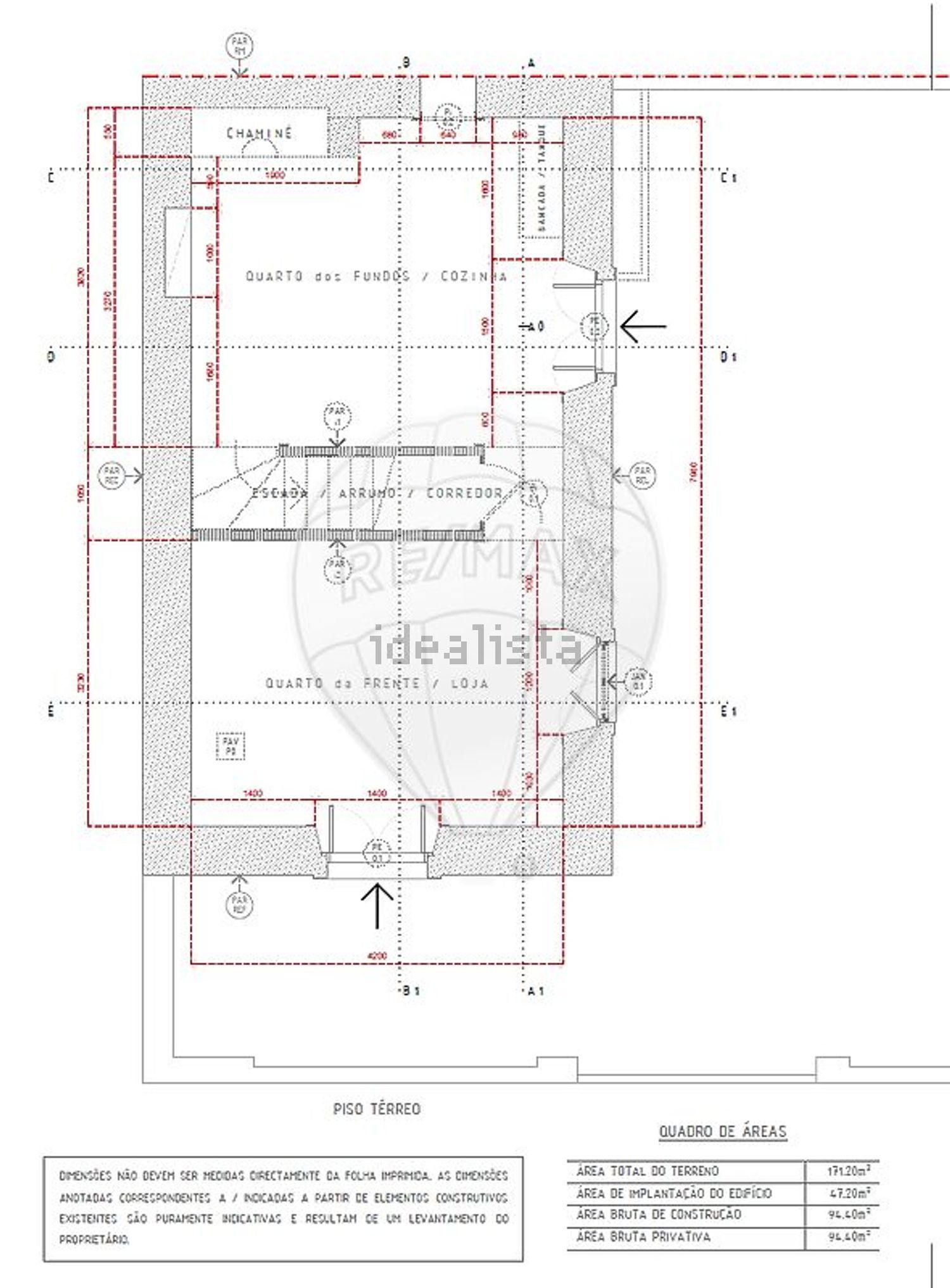 小楼房或独栋别墅出售在Rua da Ribeirinha - 平面图