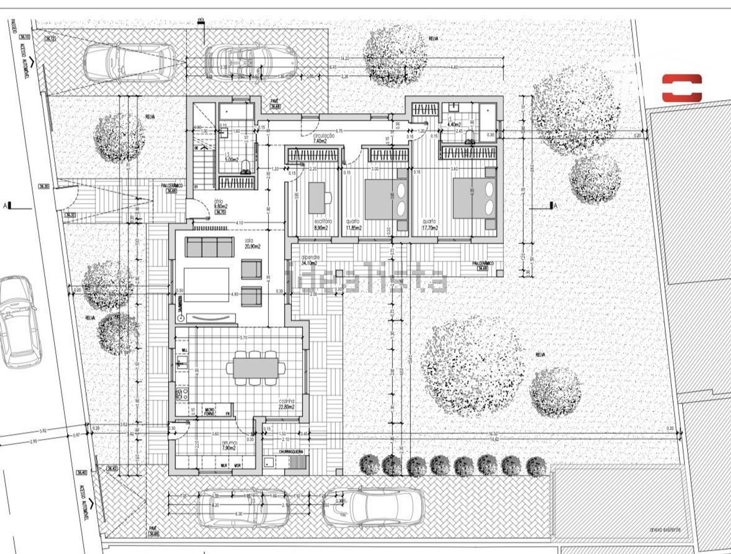 小楼房或独栋别墅出售在Beco Dos Talhadas - 平面图