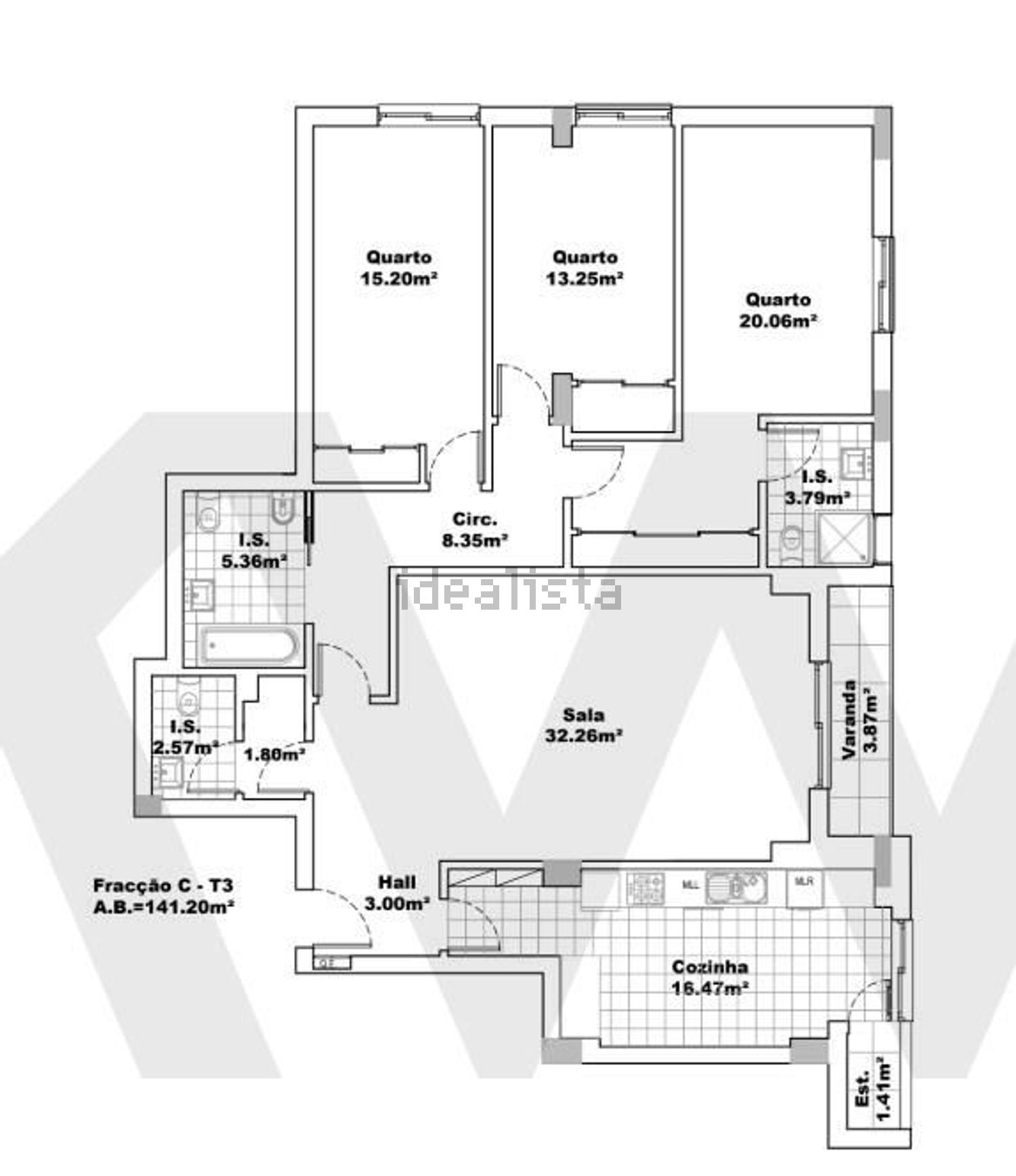 公寓 t3出售在Estrada da Luz, 81 - 平面图