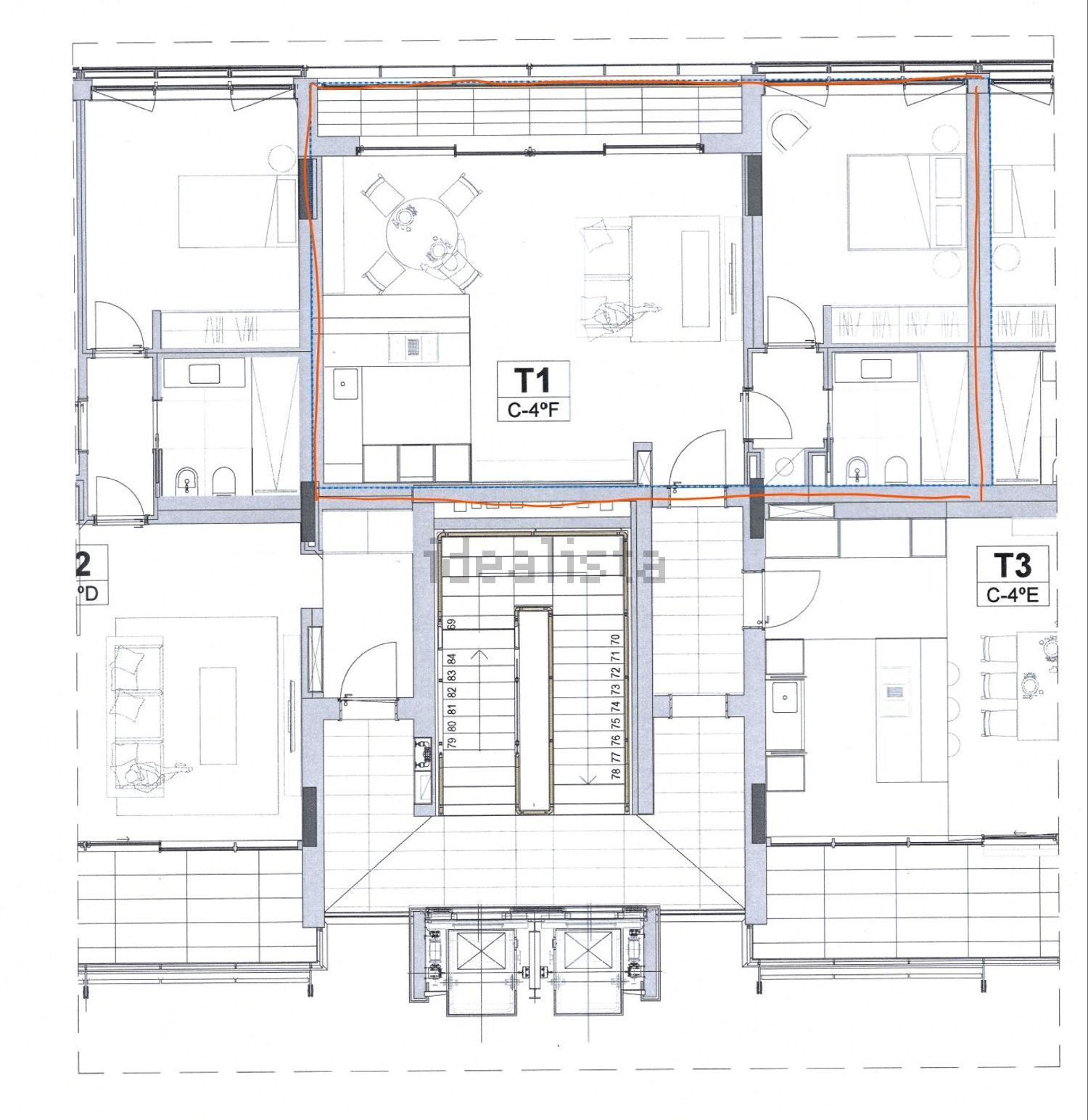 出租公寓 t1在Marvila - 平面图