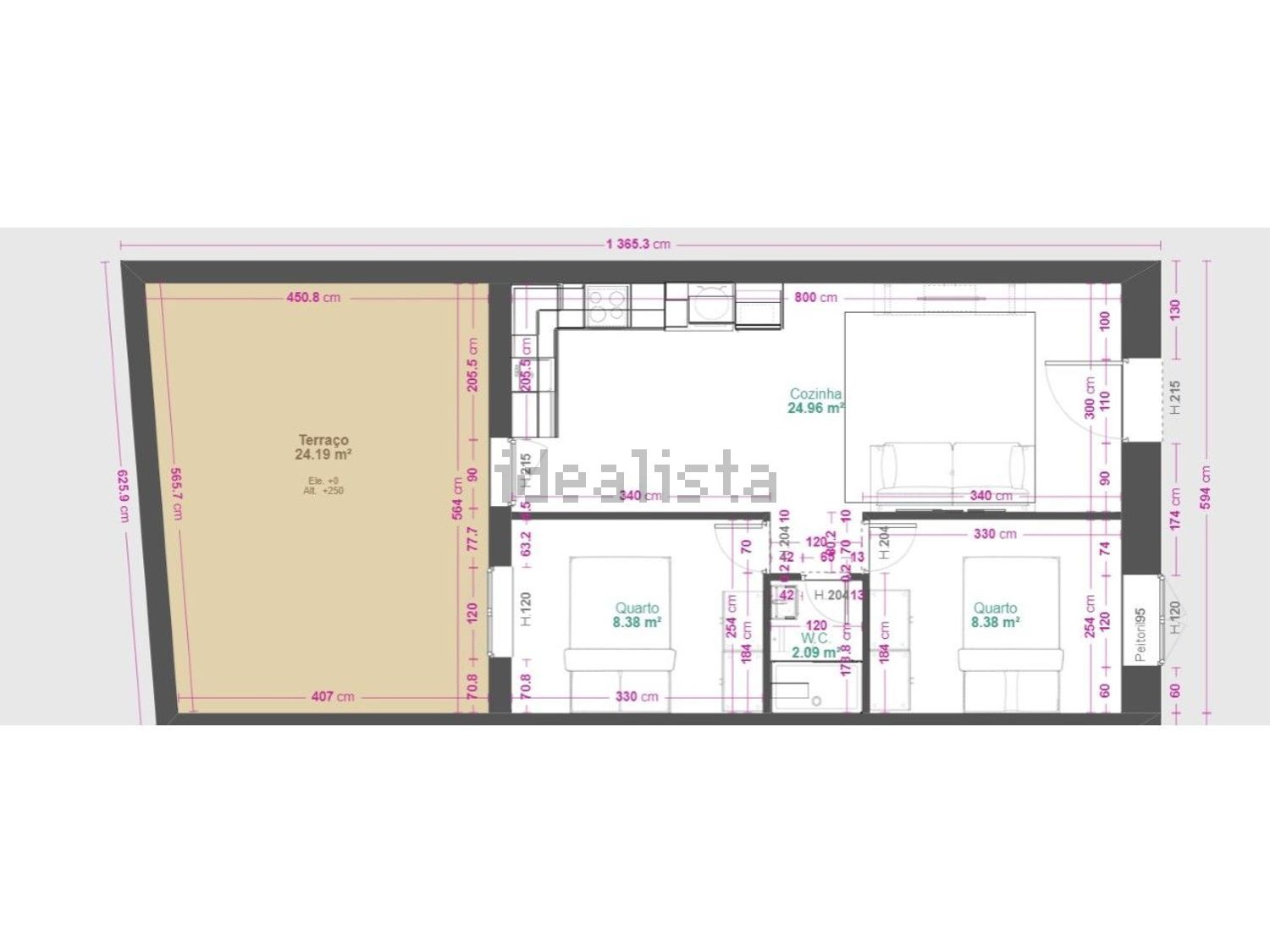 出租联排别墅在Rua Paderna - 平面图