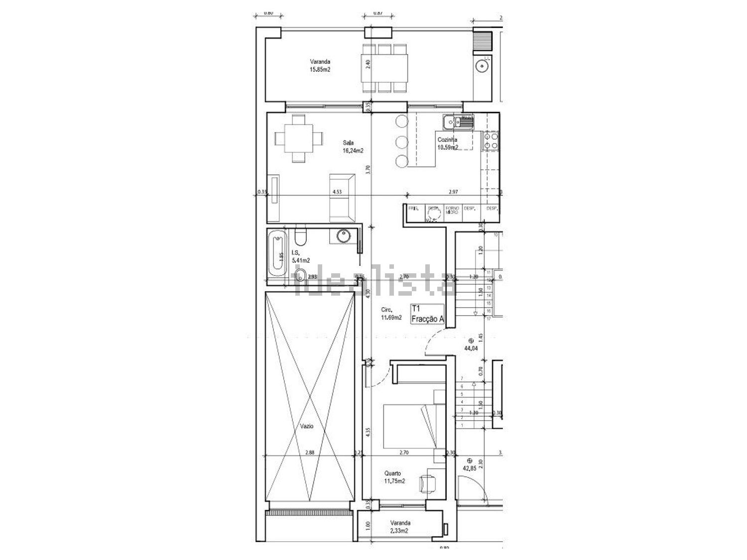 公寓 t1出售在Vale de Milhaços - 平面图