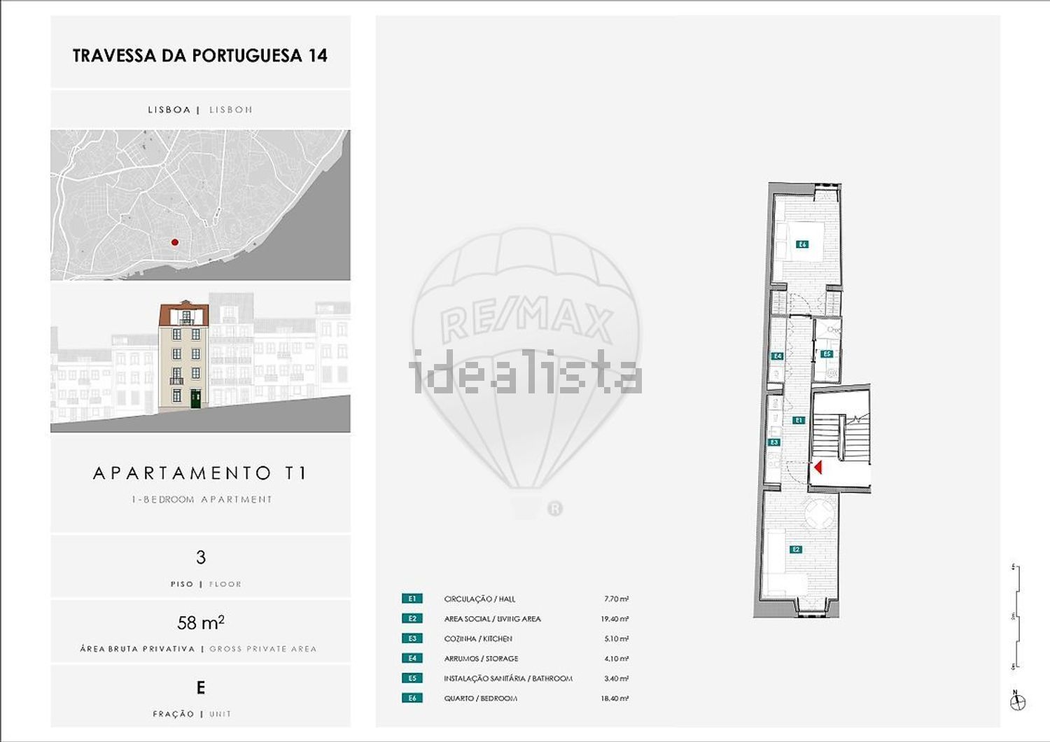 公寓 t1出售在Travessa da Portuguesa - 平面图