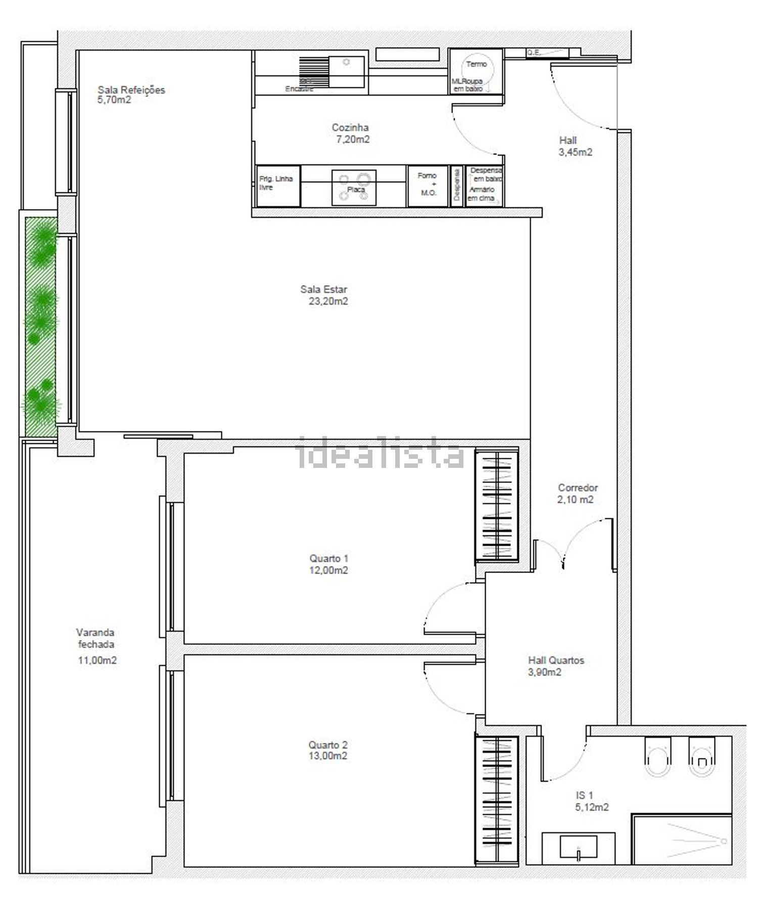 出租公寓 t2在Rua Alfredo Lopes Vilaverde, 15 - 平面图